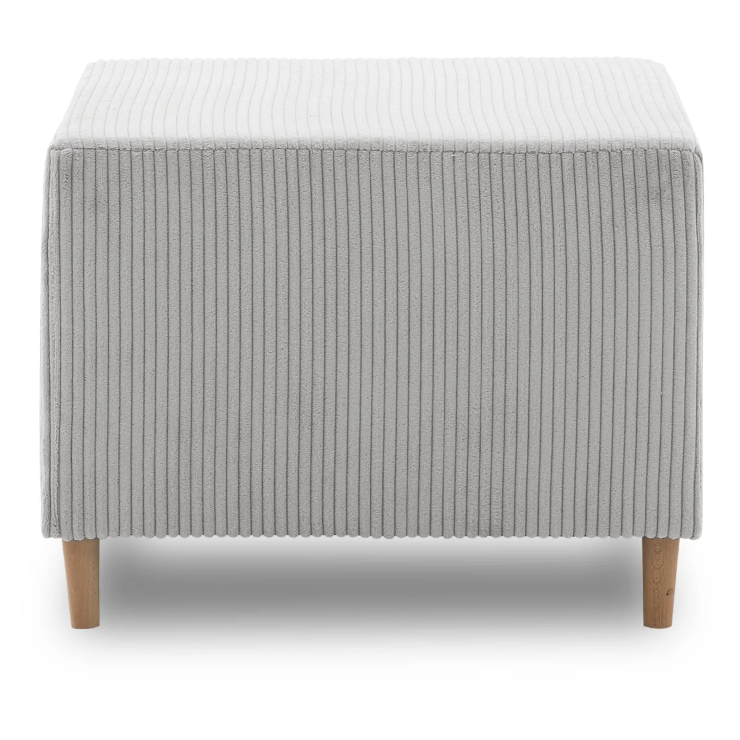 Pufa tapicerowana, podnóżek, sztruks, PANORA, 64x55x42 cm, jasny szary