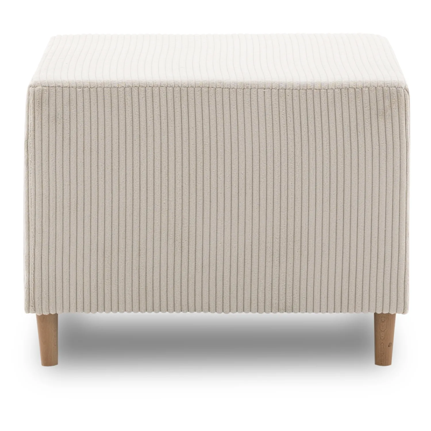 Pufa tapicerowana, podnóżek, sztruks, PANORA, 64x55x42 cm, beżowy