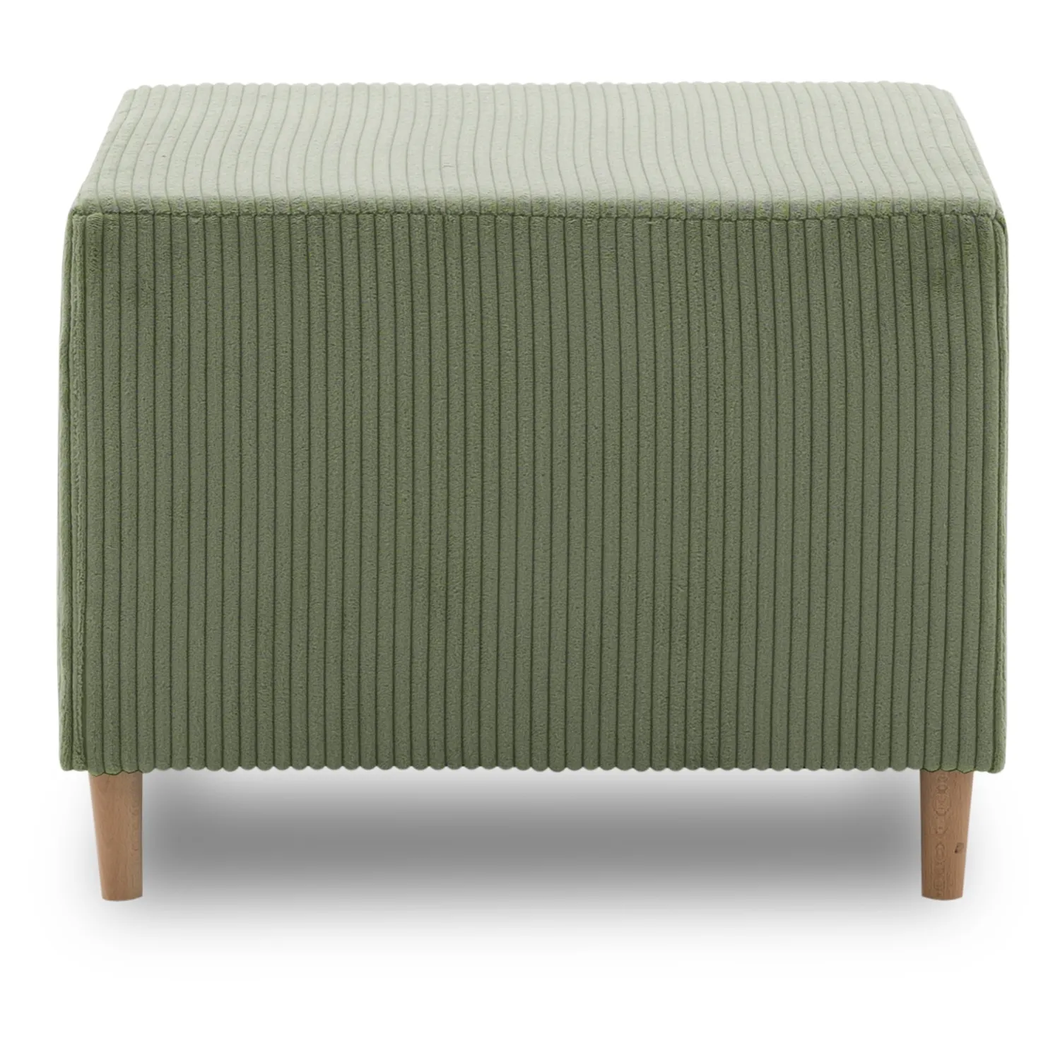 Pufa tapicerowana, podnóżek, sztruks, PANORA, 64x55x42 cm, oliwkowy