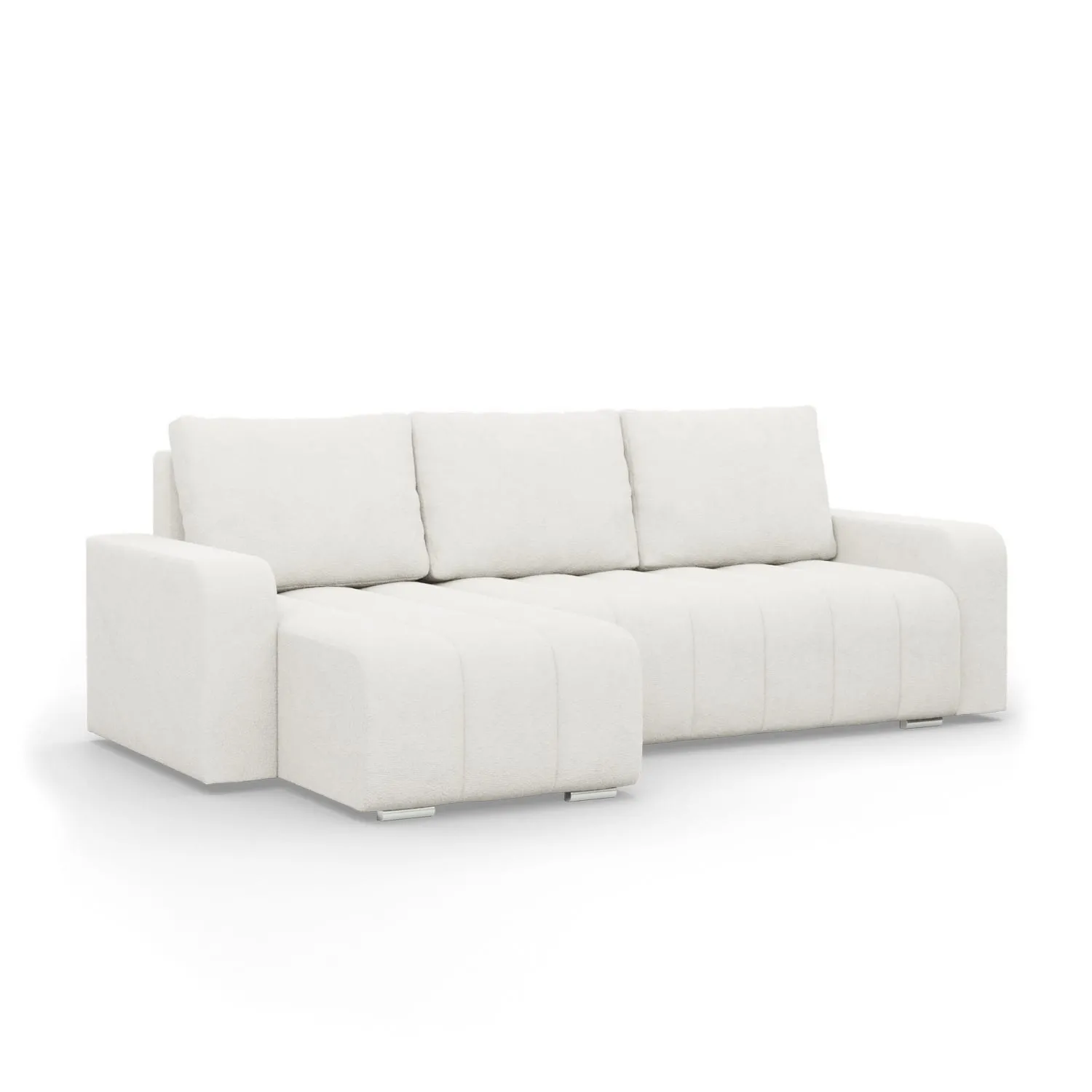 Narożnik z poduszkami, Velluto, 237x144x87 cm, kremowy