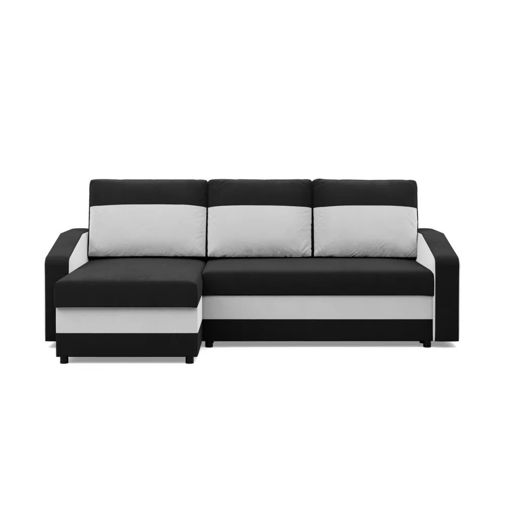 Narożnik uniwersalny, mikrofaza, AURELO, 231x140x92 cm, czarny, biały