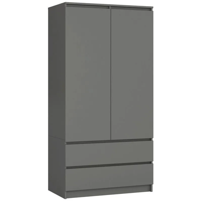 Szafa do sypialni, 2 szuflady, drzwi, 90x51x180 cm, grafit, mat