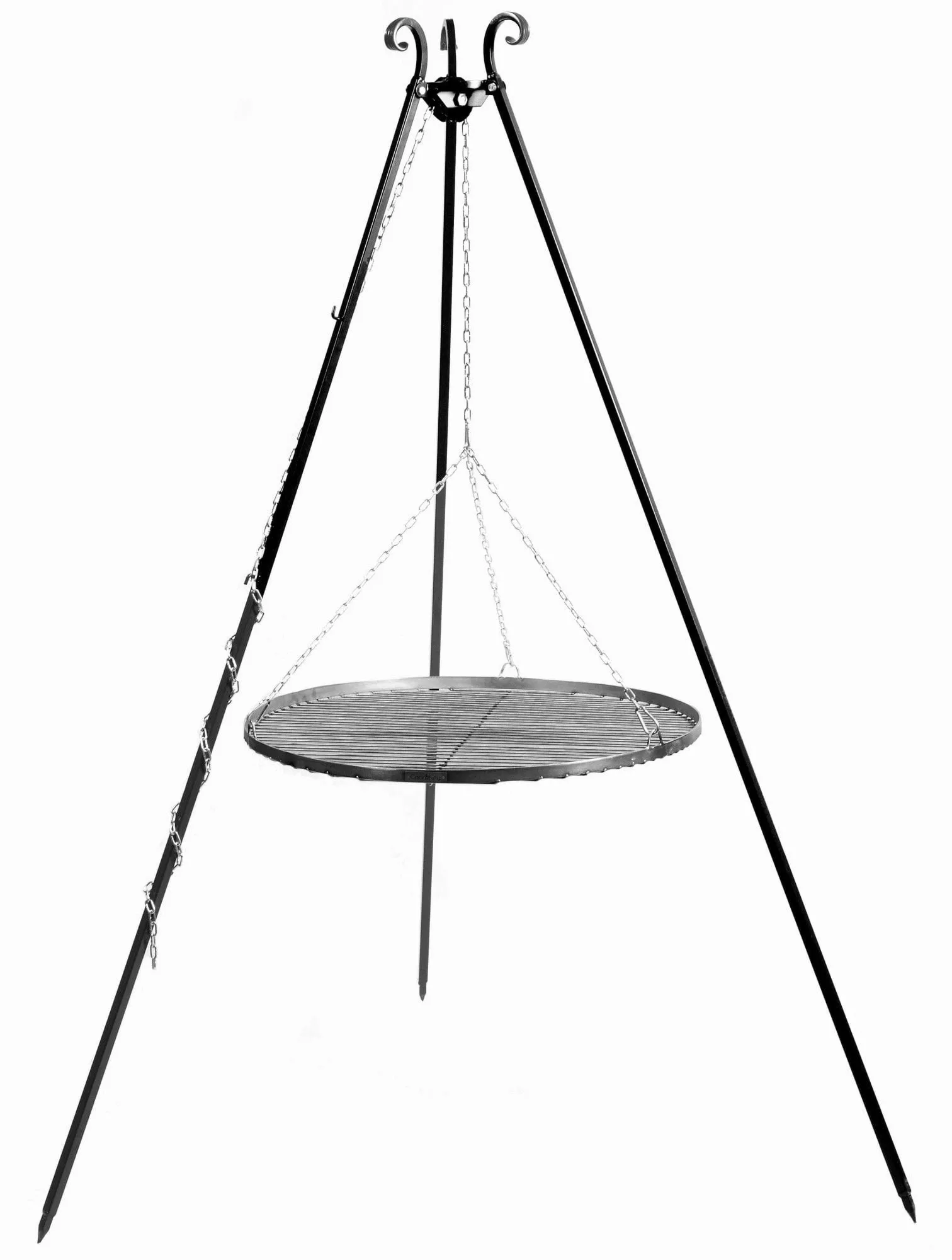 Grill na trójnogu 180 cm, ruszt stal naturalna 60 cm