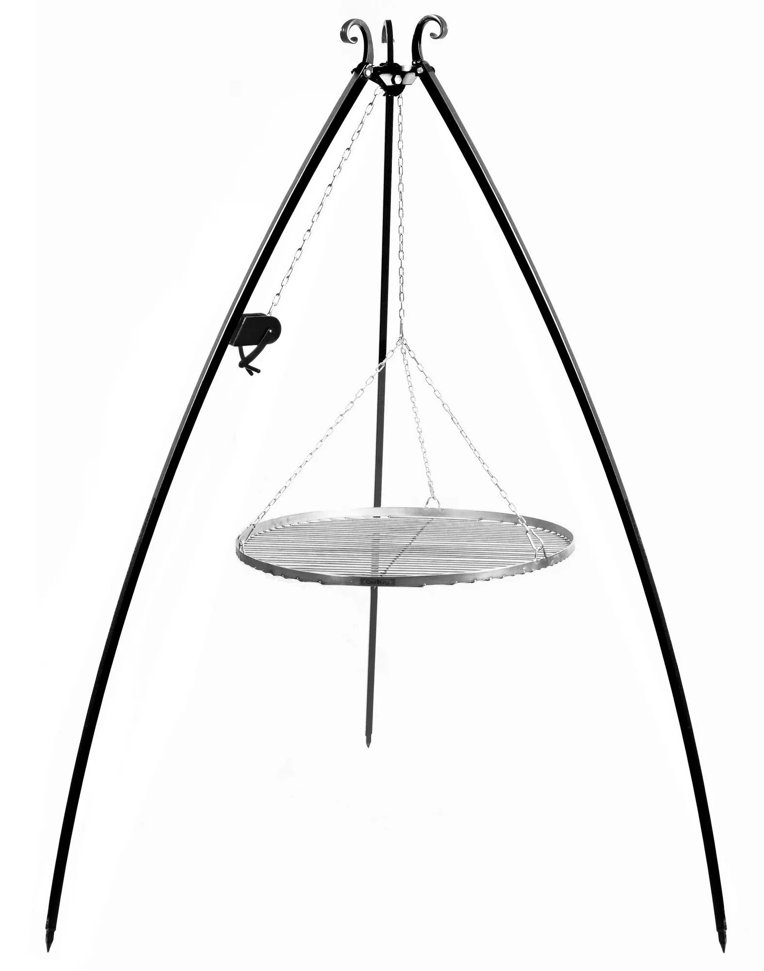 Grill na trójnogu z kołowrotkiem 200 cm, ruszt stal nierdzewna 80 cm