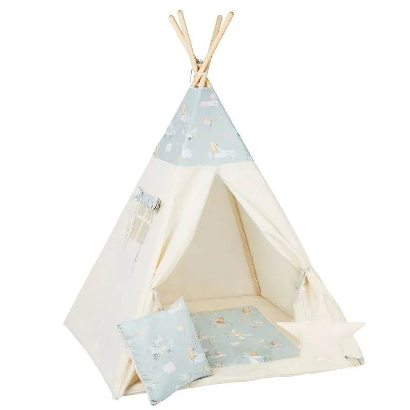 Namiot dla dzieci, bawełniany, poduszki, myszolotki, 110x160 cm