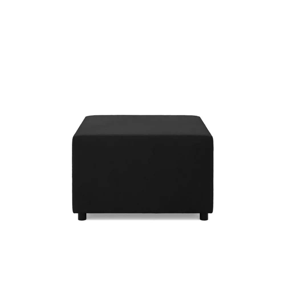 Pufa do salonu, podnóżek, BLOM, Mikrofaza, 71x71x40 cm, czarny