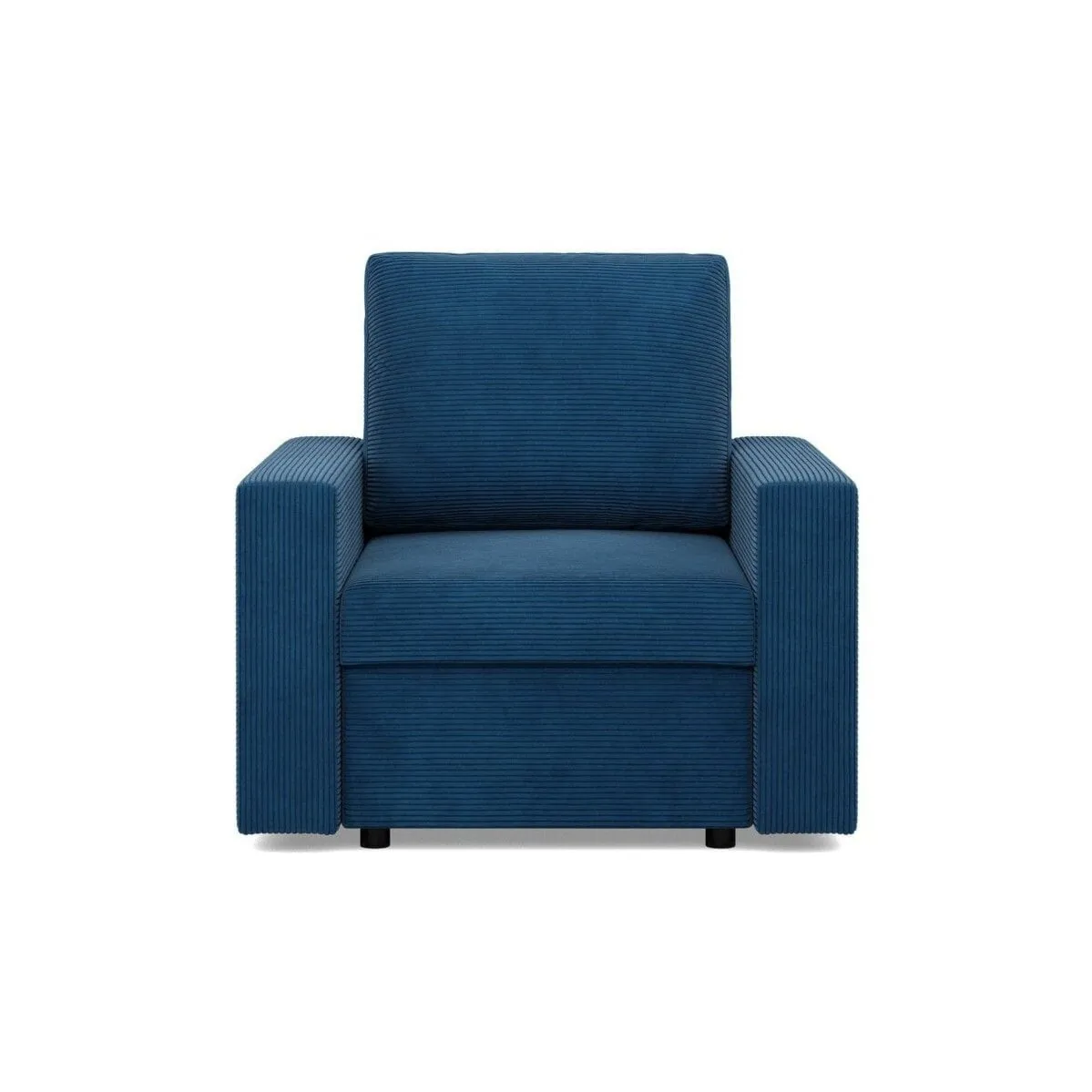 Fotel wypoczynkowy, prosty, BLOM, sztruks, 83x92x92 cm, granatowy