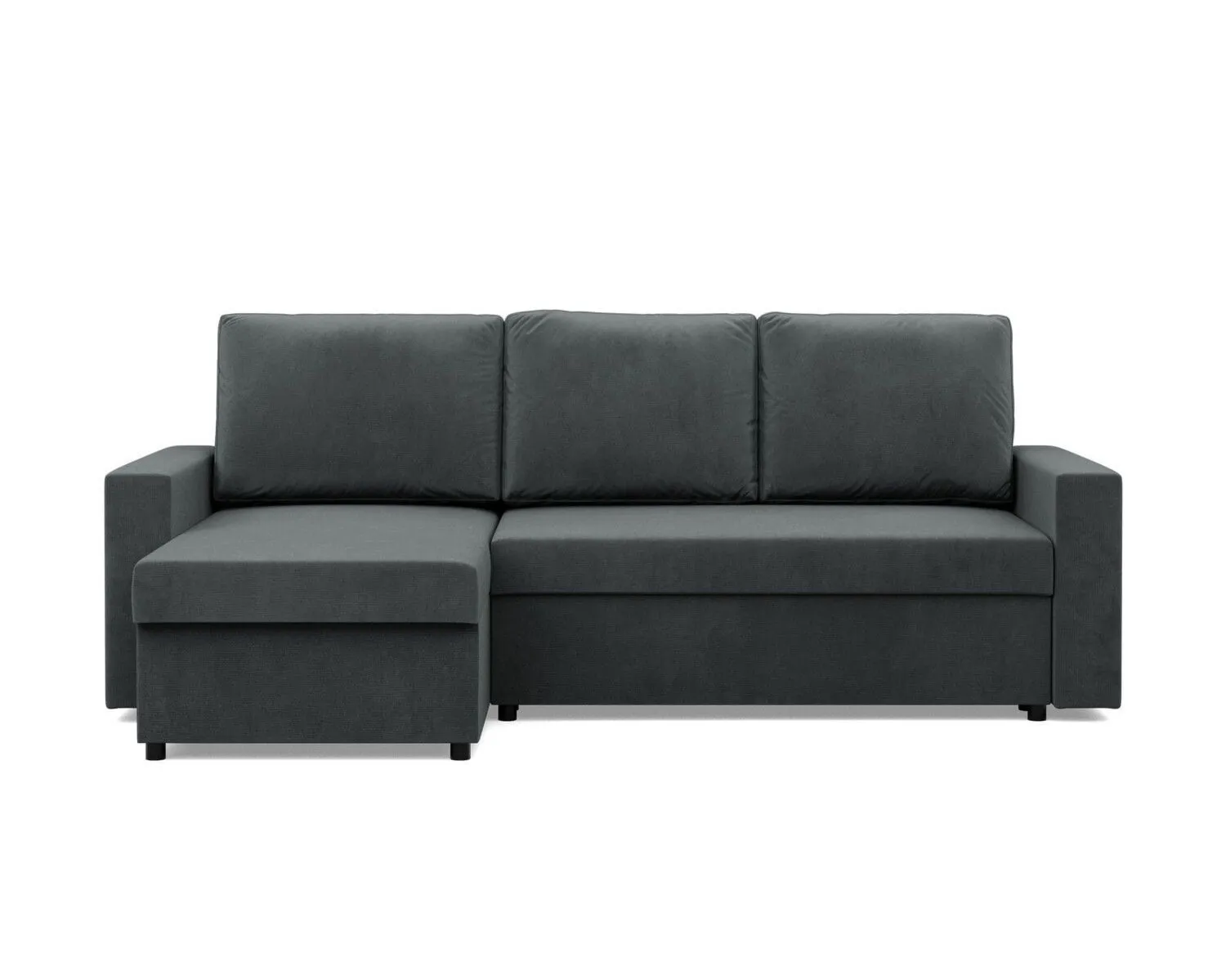 Narożnik do salonu, BLOM, velvet, 231x140x92 cm, ciemny szary