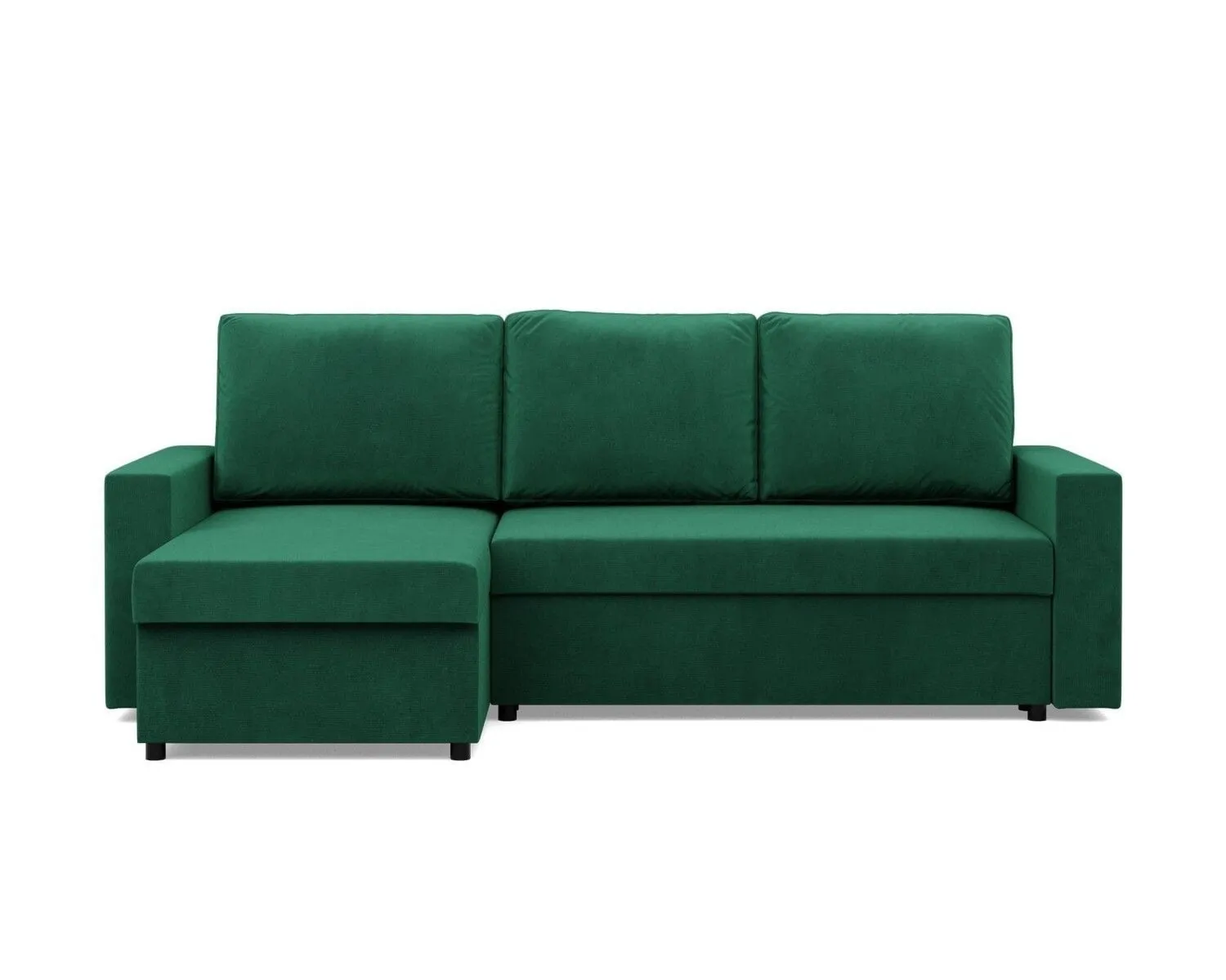 Narożnik do salonu, BLOM, velvet, 231x140x92 cm, butelkowa zieleń