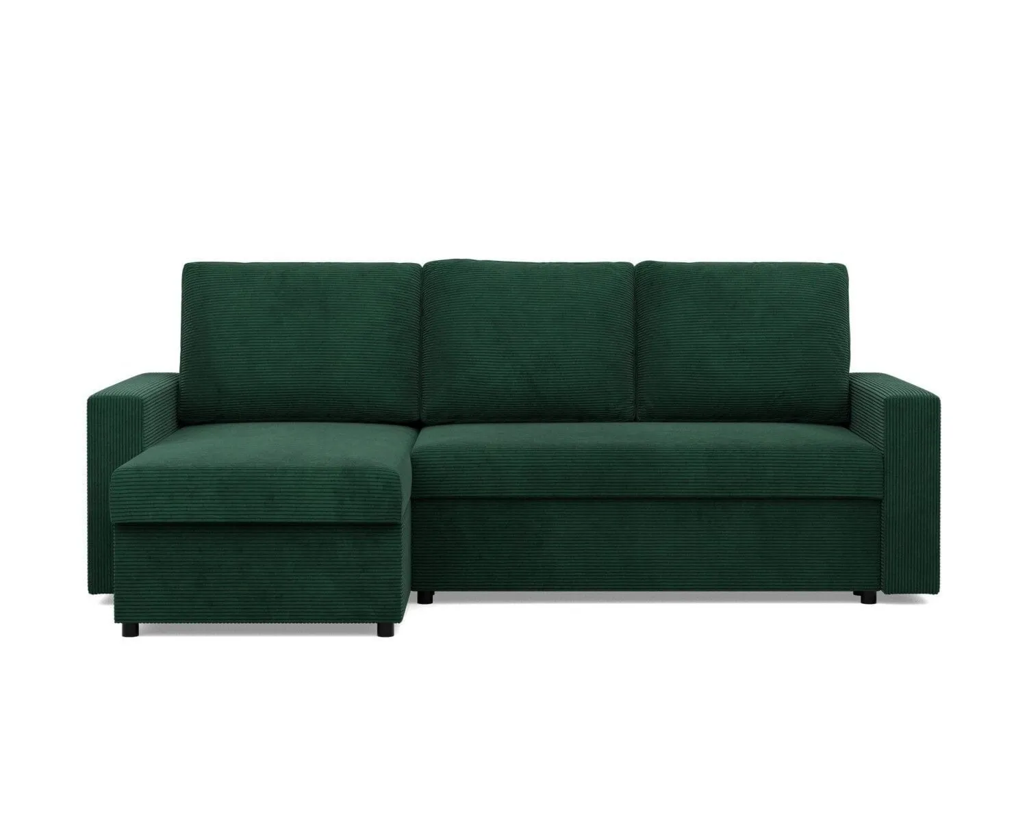 Narożnik do salonu, BLOM, sztruks, 231x140x92 cm, butelkowa zieleń