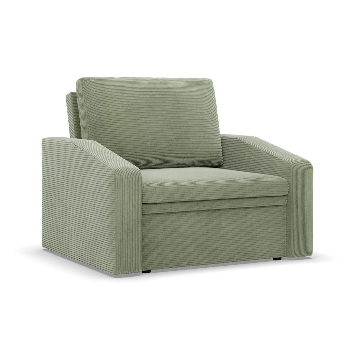 Fotel z funkcją spania, Punto, sztruks, 108x87x80 cm, oliwkowy