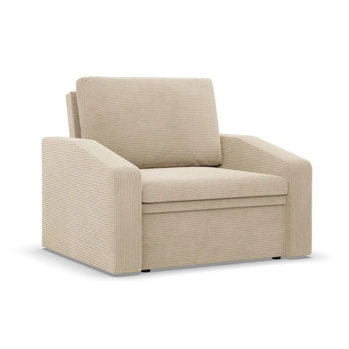 Fotel z funkcją spania, Punto, sztruks, 108x87x80 cm, beżowy