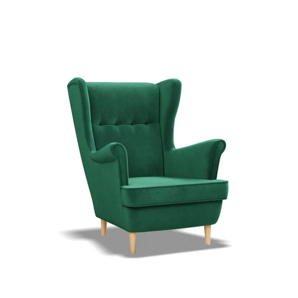 Fotel skandynawski, Myso Mini dla dzieci, 54x60x73 cm, butelkowa zieleń