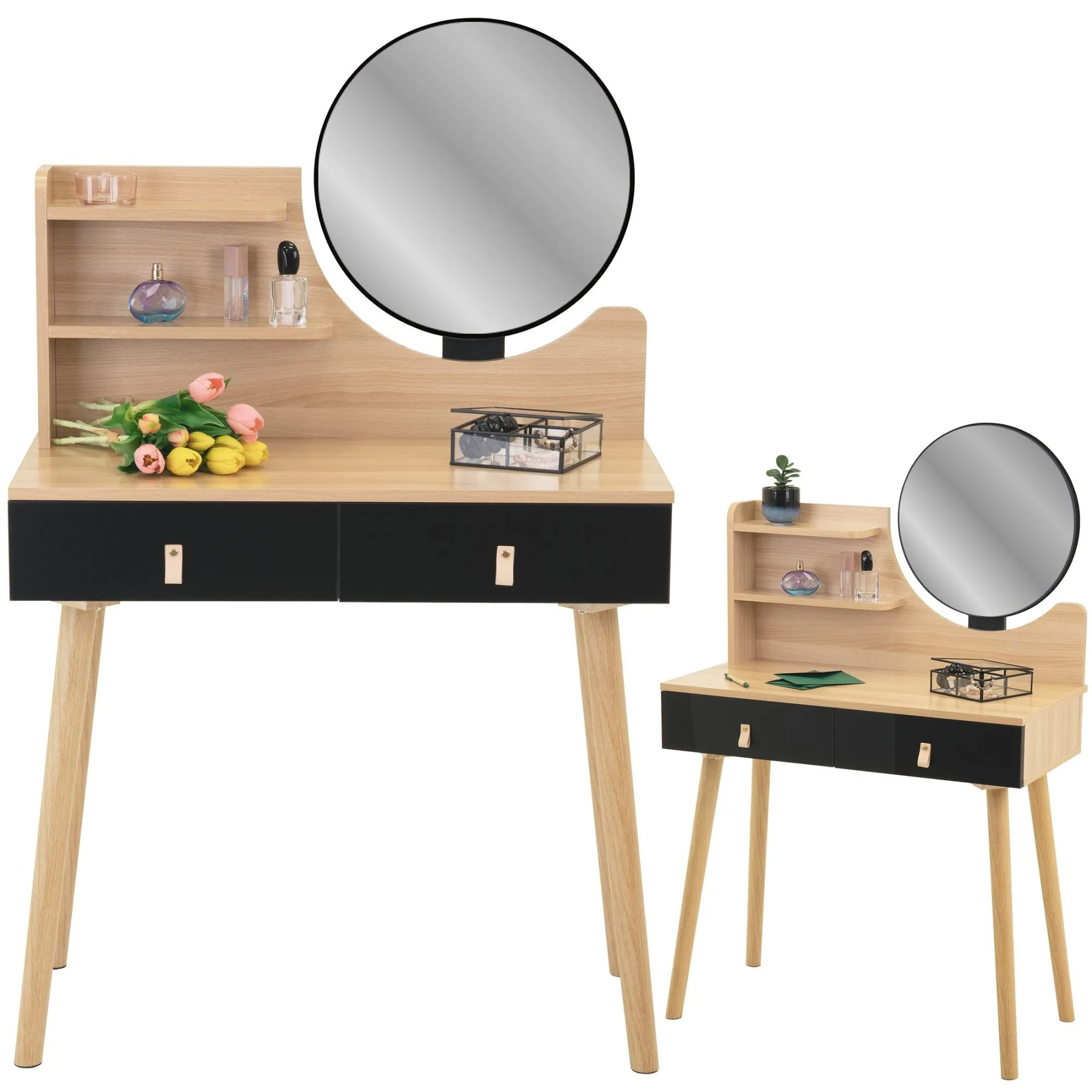 Toaletka z lustrem, SCANDI, kosmetyczna, skandynawska, 120x40x80 cm