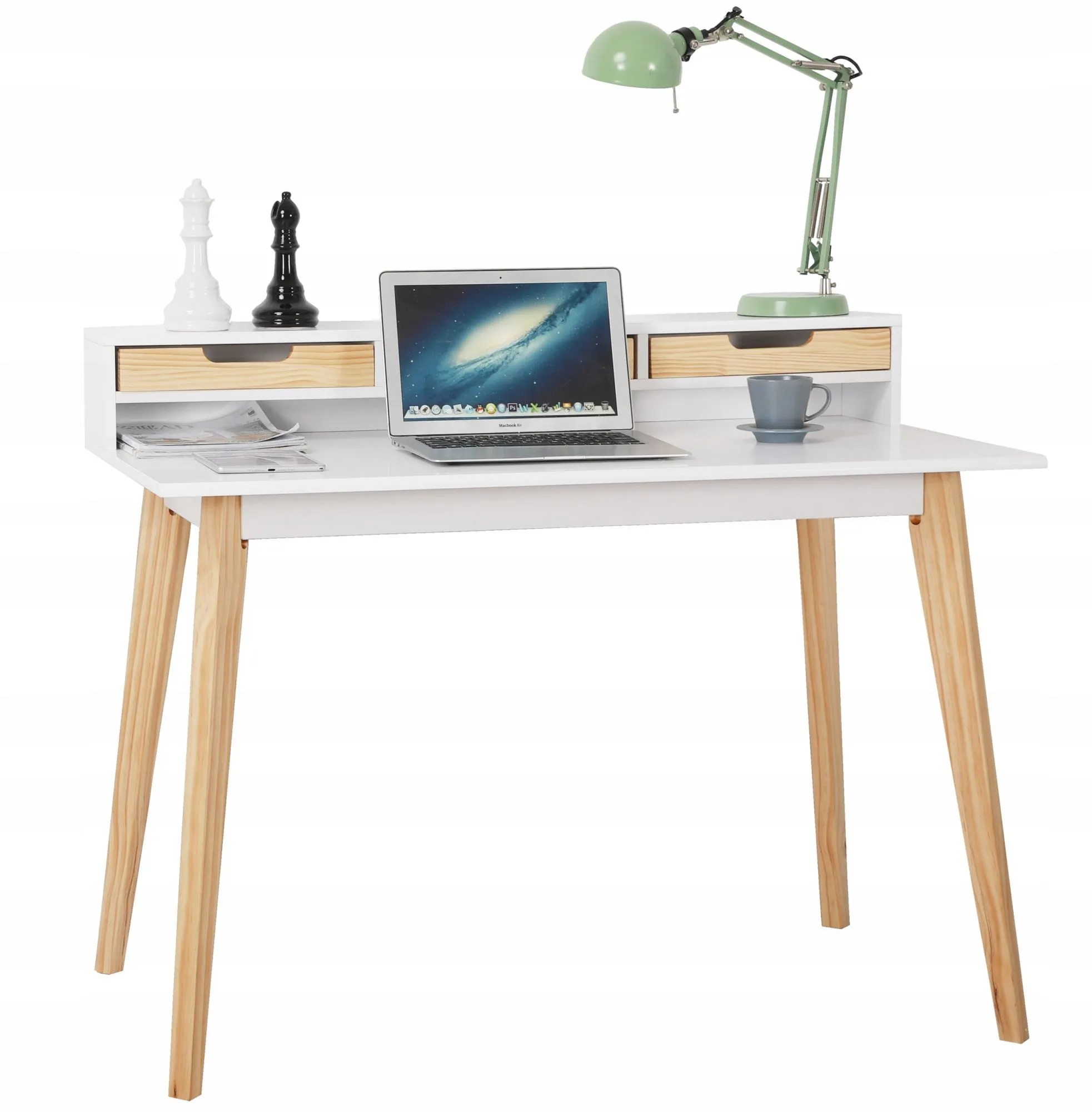 Biurko komputerowe, nadstawka, szuflady, 110x60x90 cm