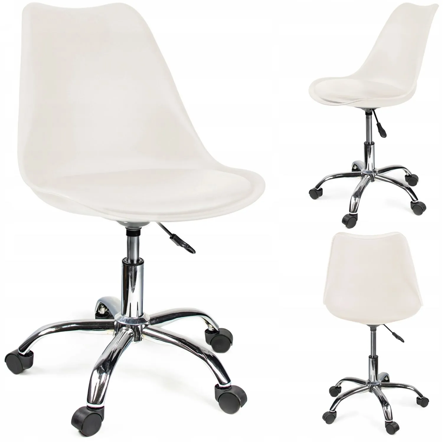 Krzesło obrotowe, IGER, siedzisko ekoskóra, białe