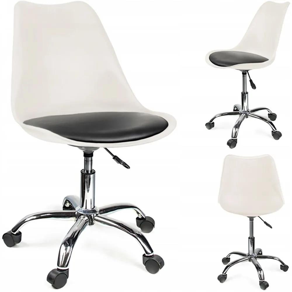 Krzesło obrotowe, IGER, siedzisko ekoskóra, białe, czarne