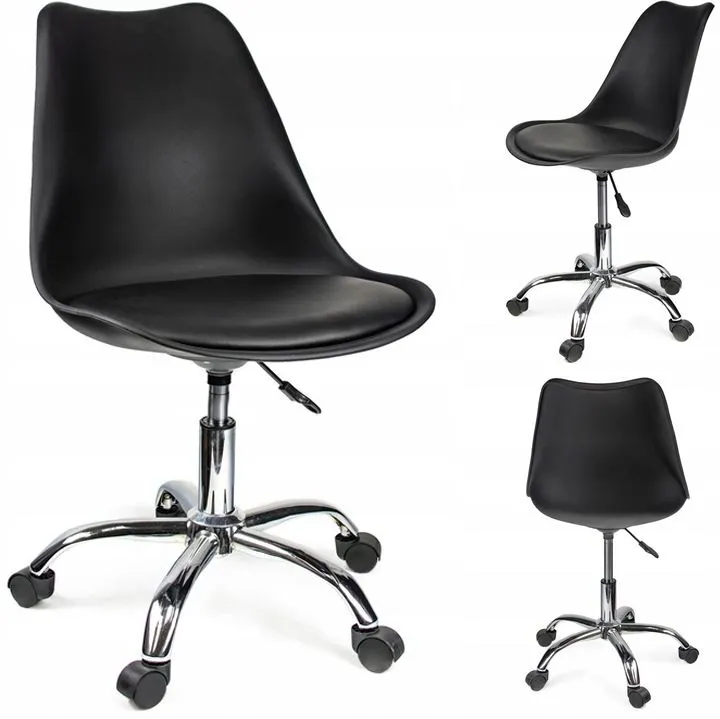 Krzesło obrotowe, IGER, siedzisko ekoskóra, czarne