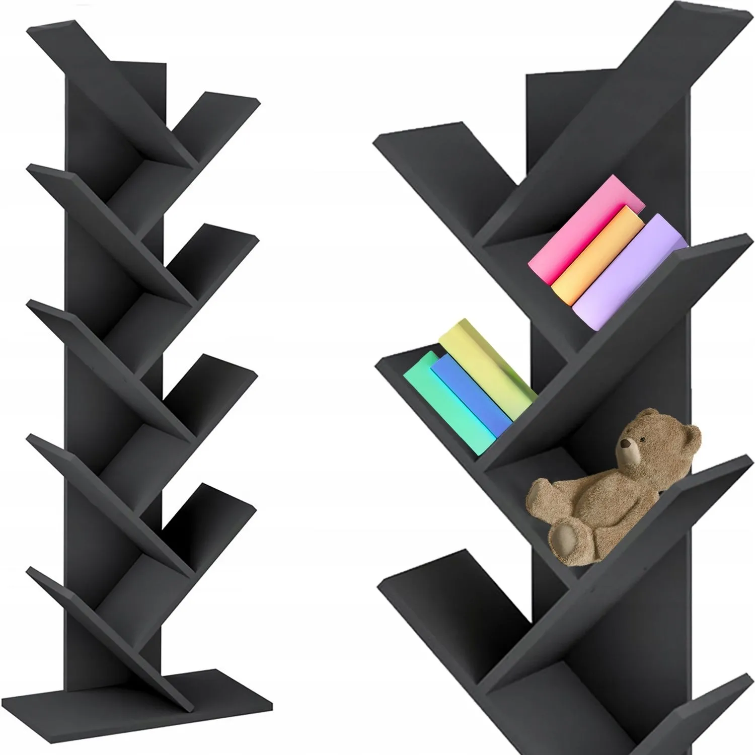 Regał na książki drzewko, 50x24x152 cm, czarny