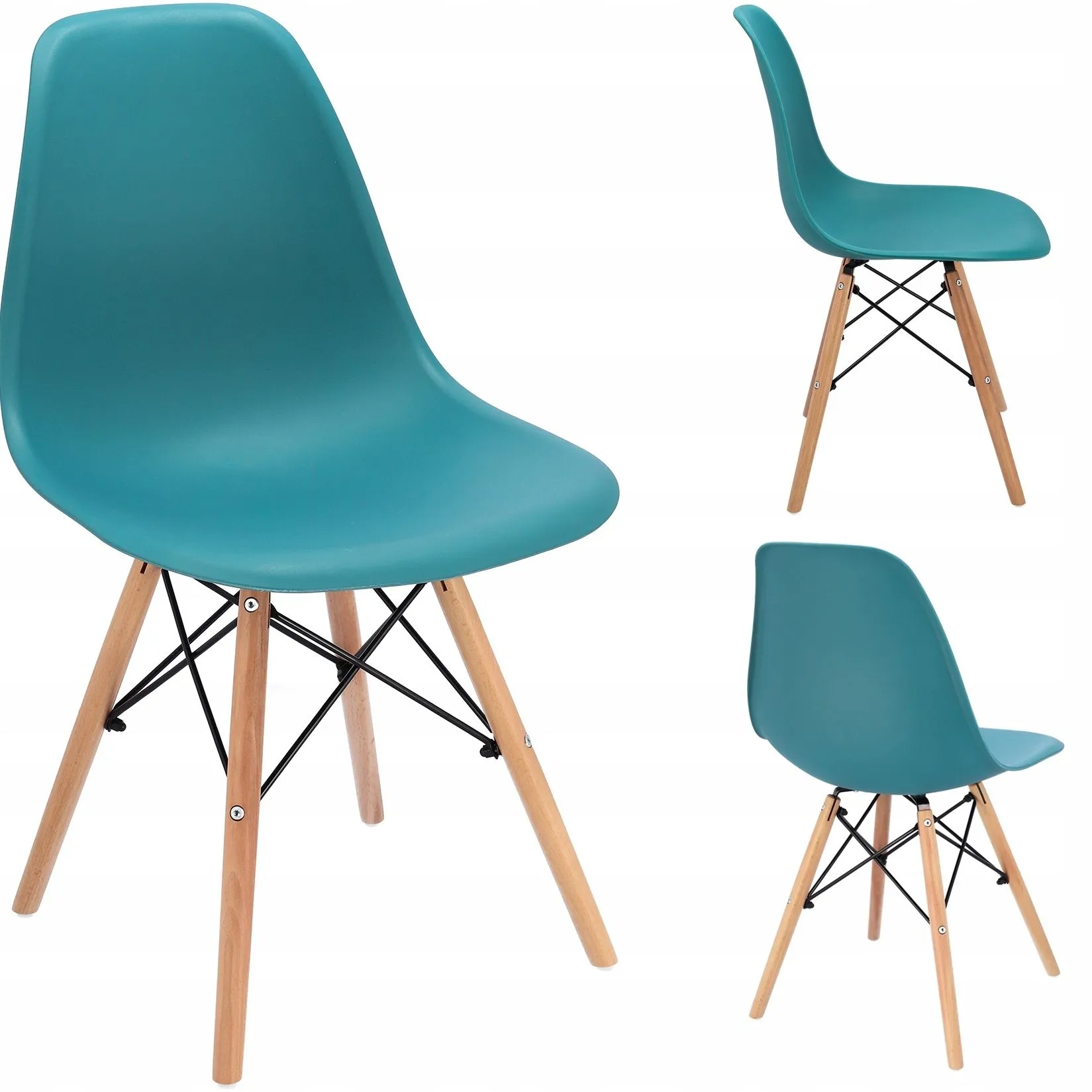 Krzesło skandynawskie, plastikowe, 35x52x81 cm, morski