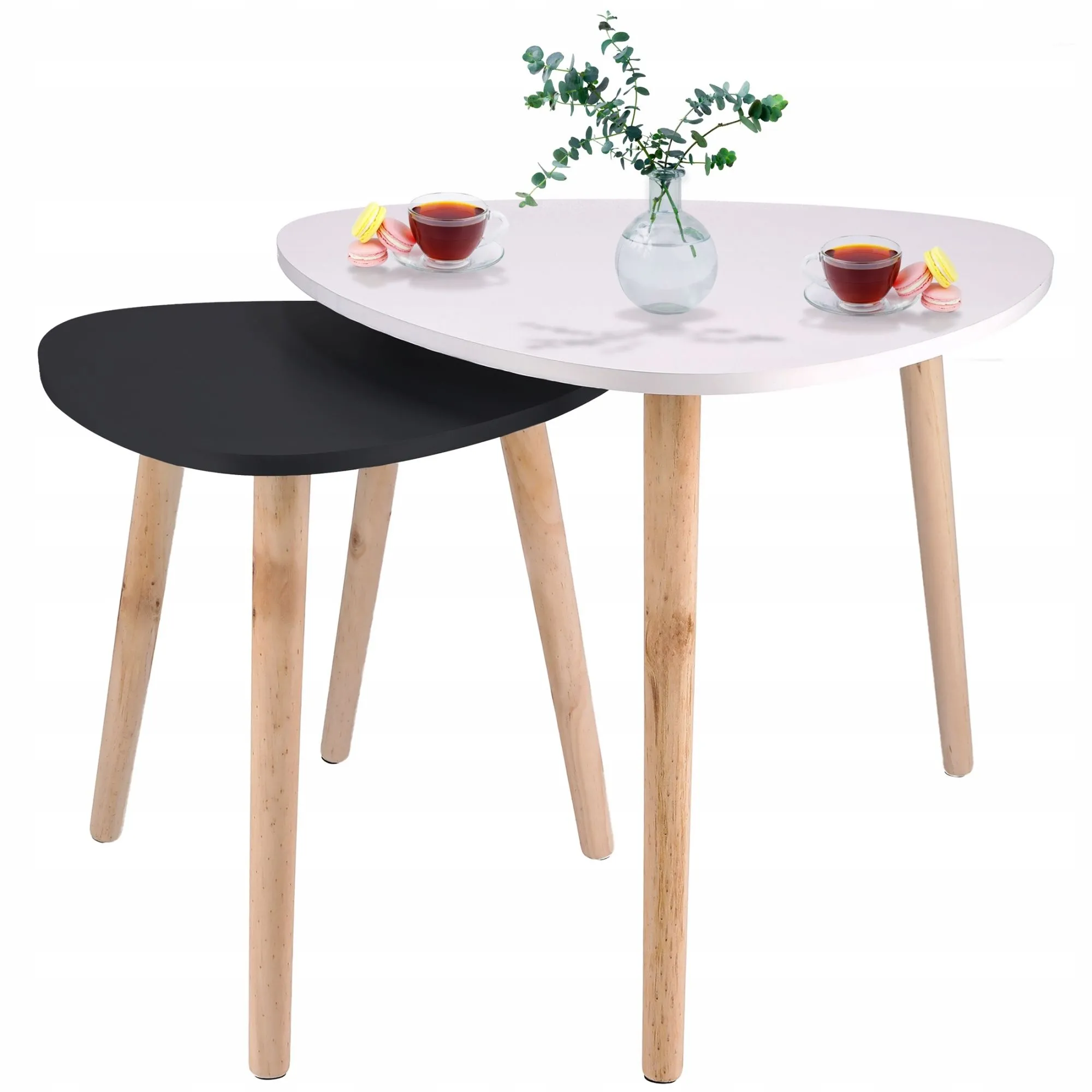 Zestaw stolików kawowych, 2 sztuki, skandynawskie, biały, szary