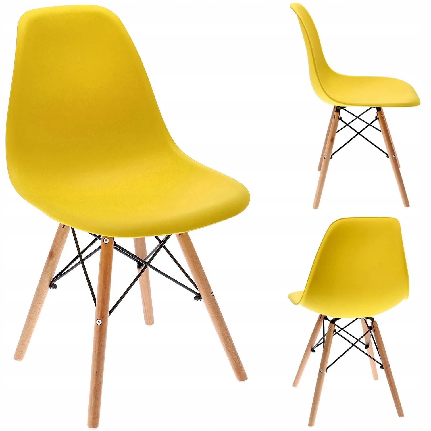 Krzesło, skandynawskie, plastikowe, 35x52x81 cm, żółte