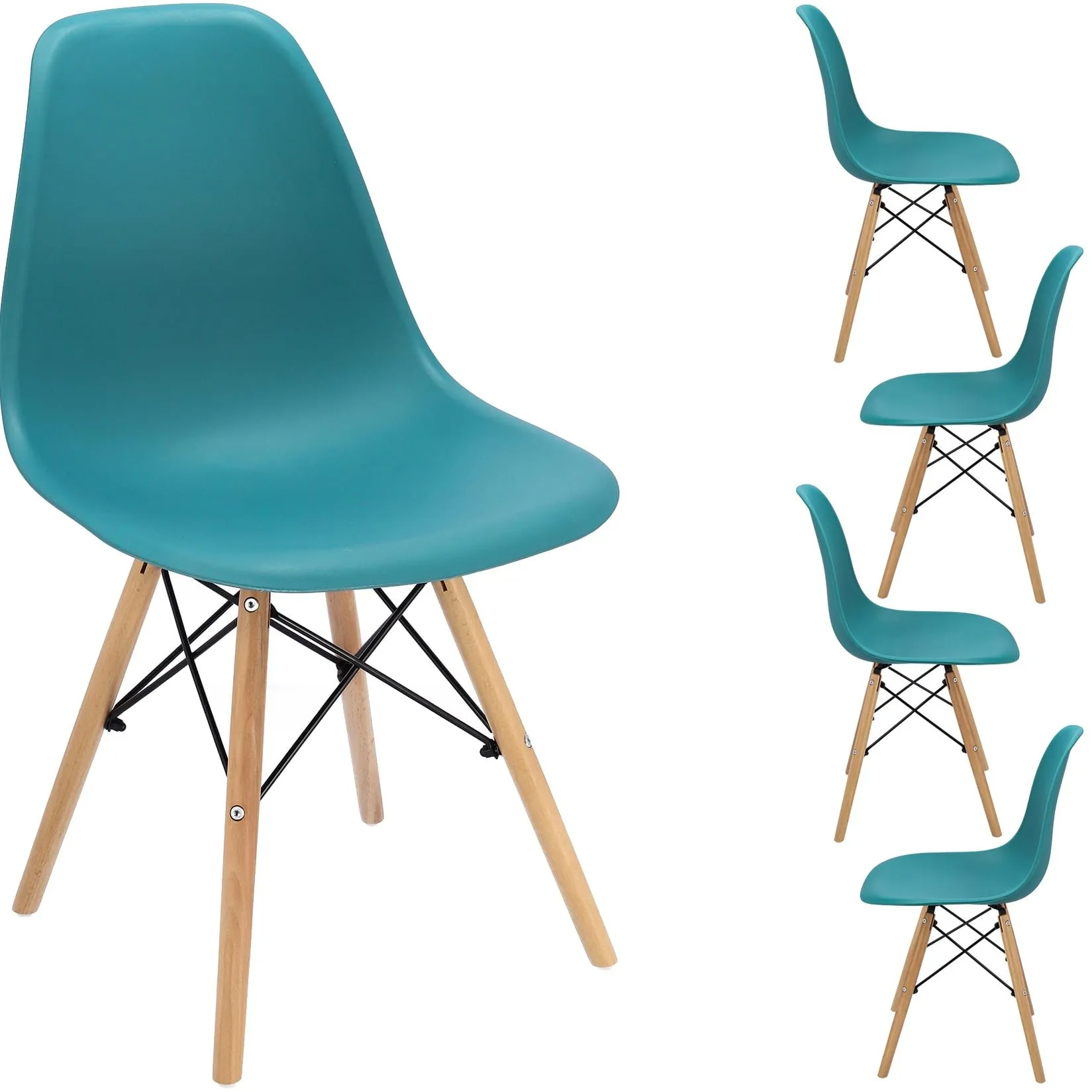 Krzesła skandynawskie, plastikowe, 35x52x81 cm, 4 sztuki, morskie