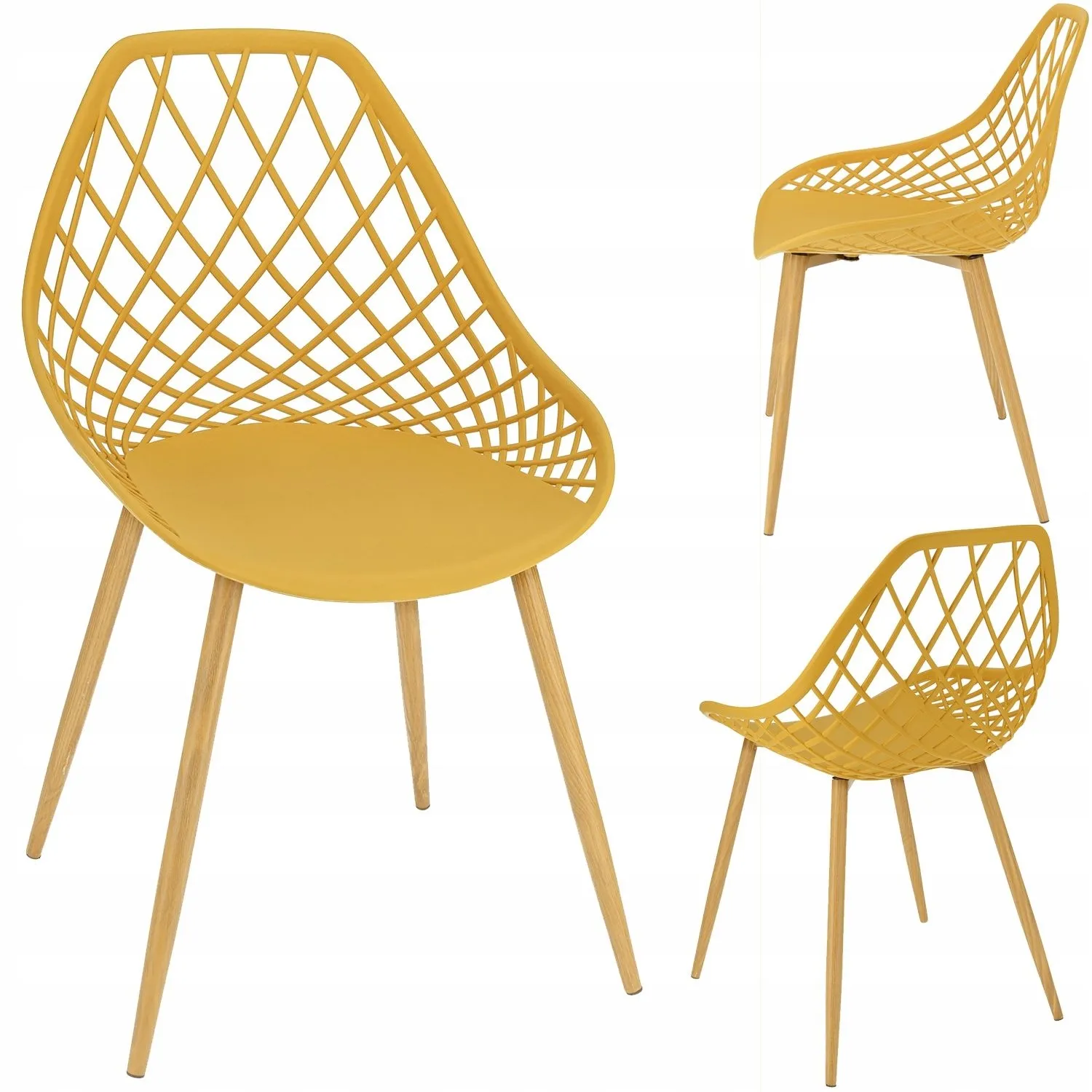 Krzesło ogrodowe, ARANDA, boho, 48x55x81 cm, musztardowe
