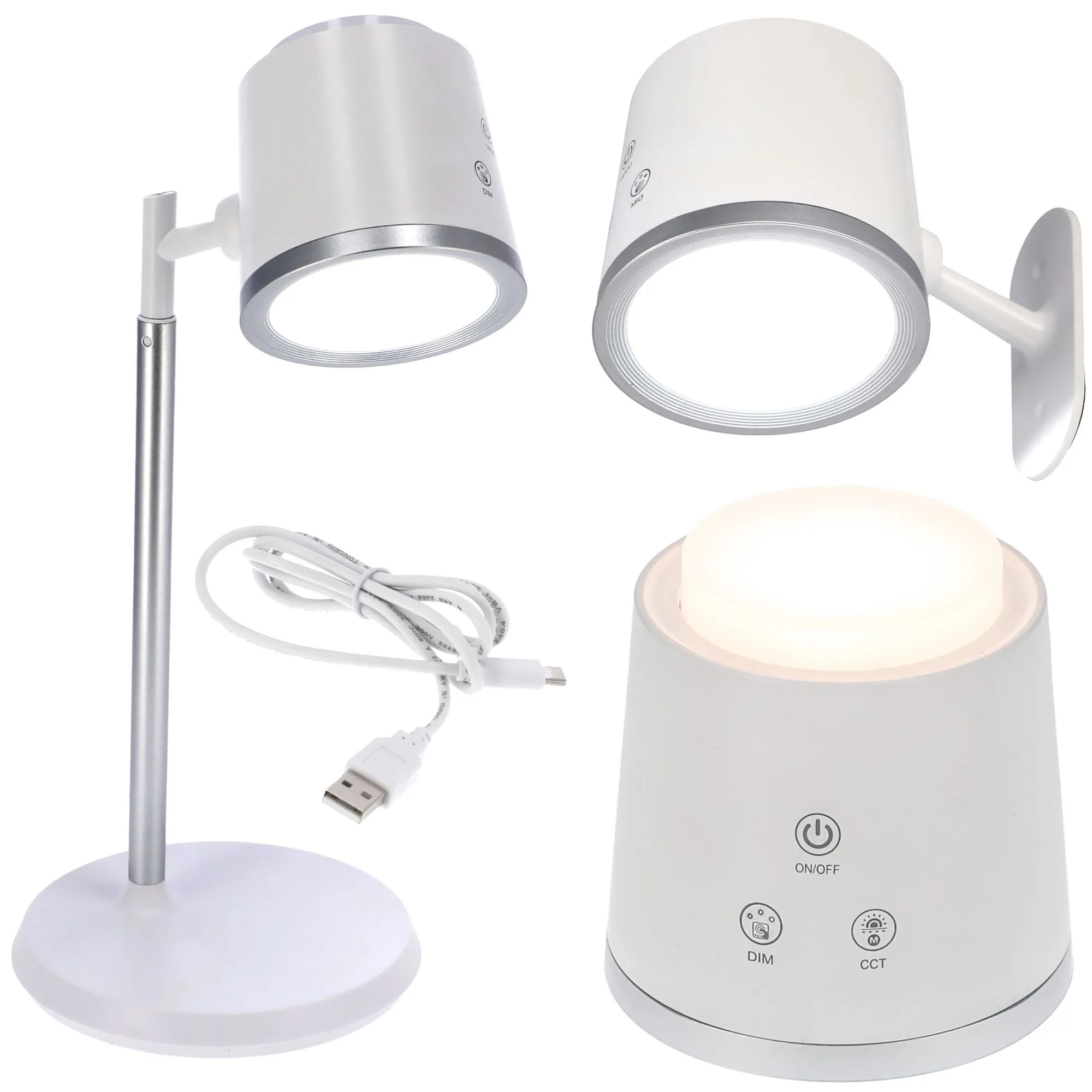 Lampka biurkowa, LED, szkolna, regulowana wysokość do pracy, biała