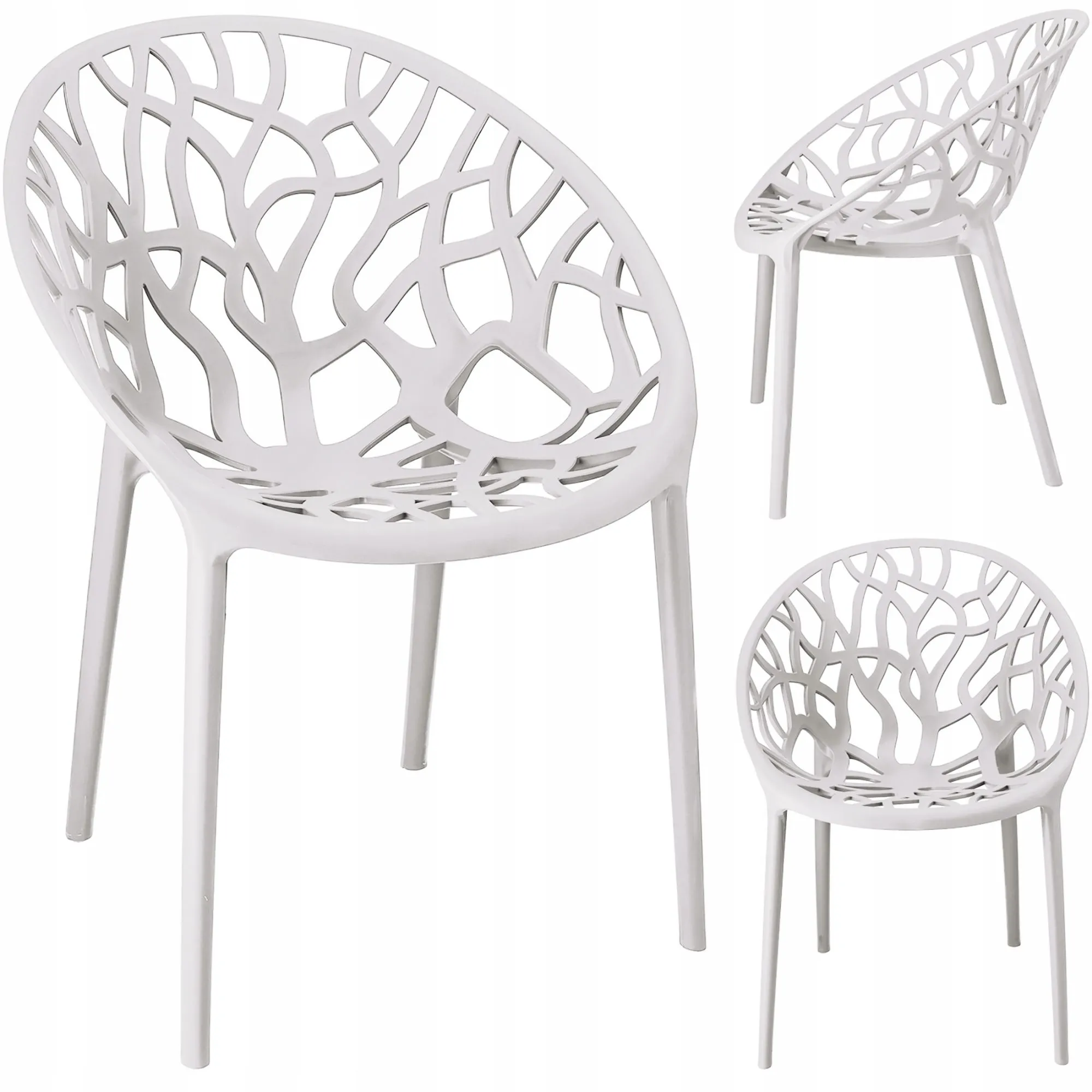 Krzesło ogrodowe, Albero, obłe siedzisko, 58x56x80 cm, białe