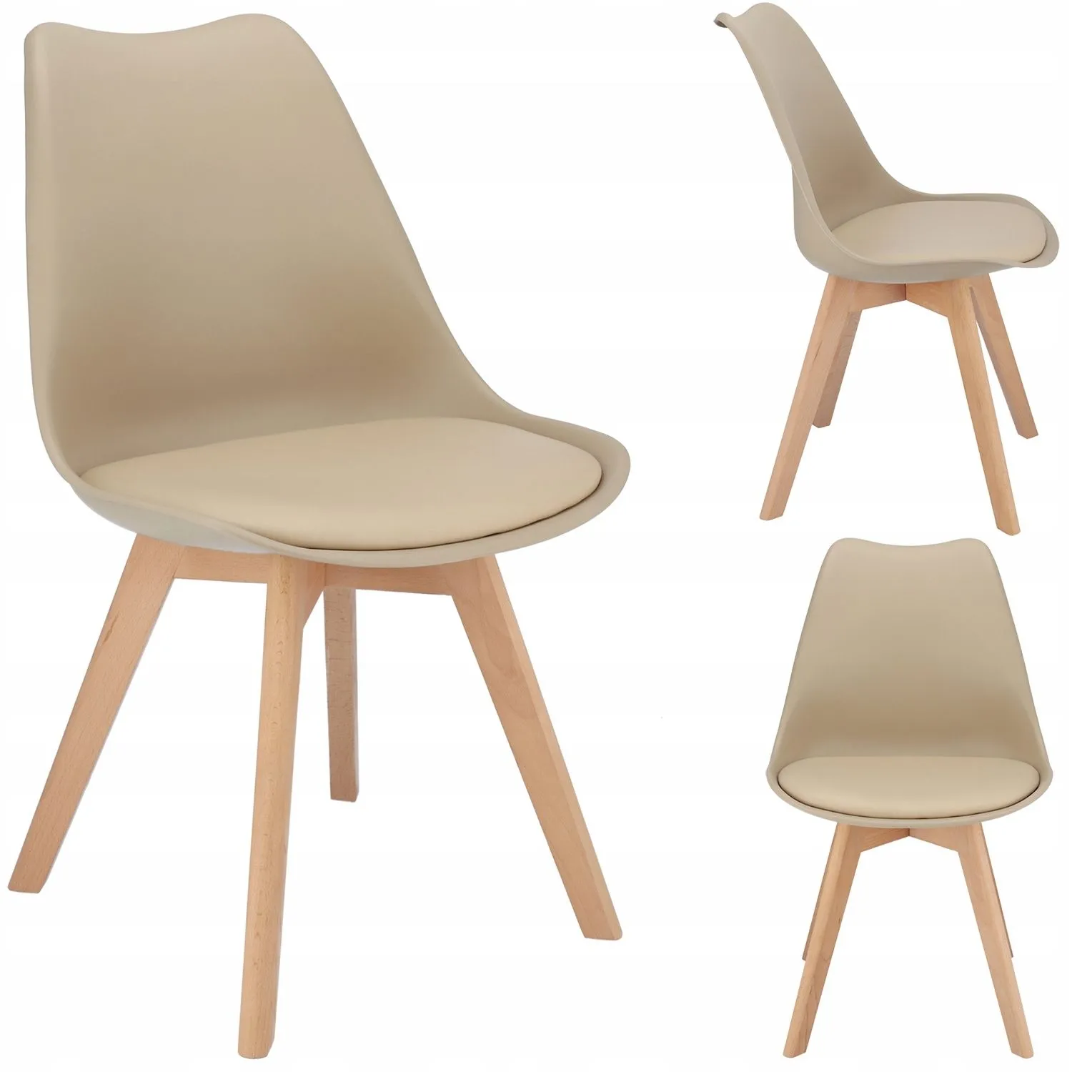 Krzesło OSLO, ekoskóra, 48x55x81 cm, beżowe