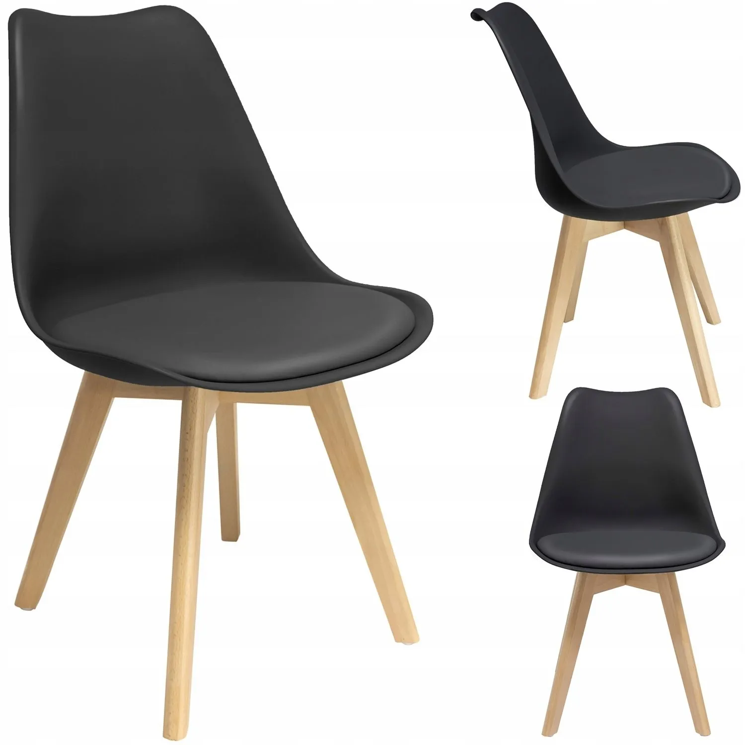 Krzesło OSLO, ekoskóra, 48x55x81 cm, czarne