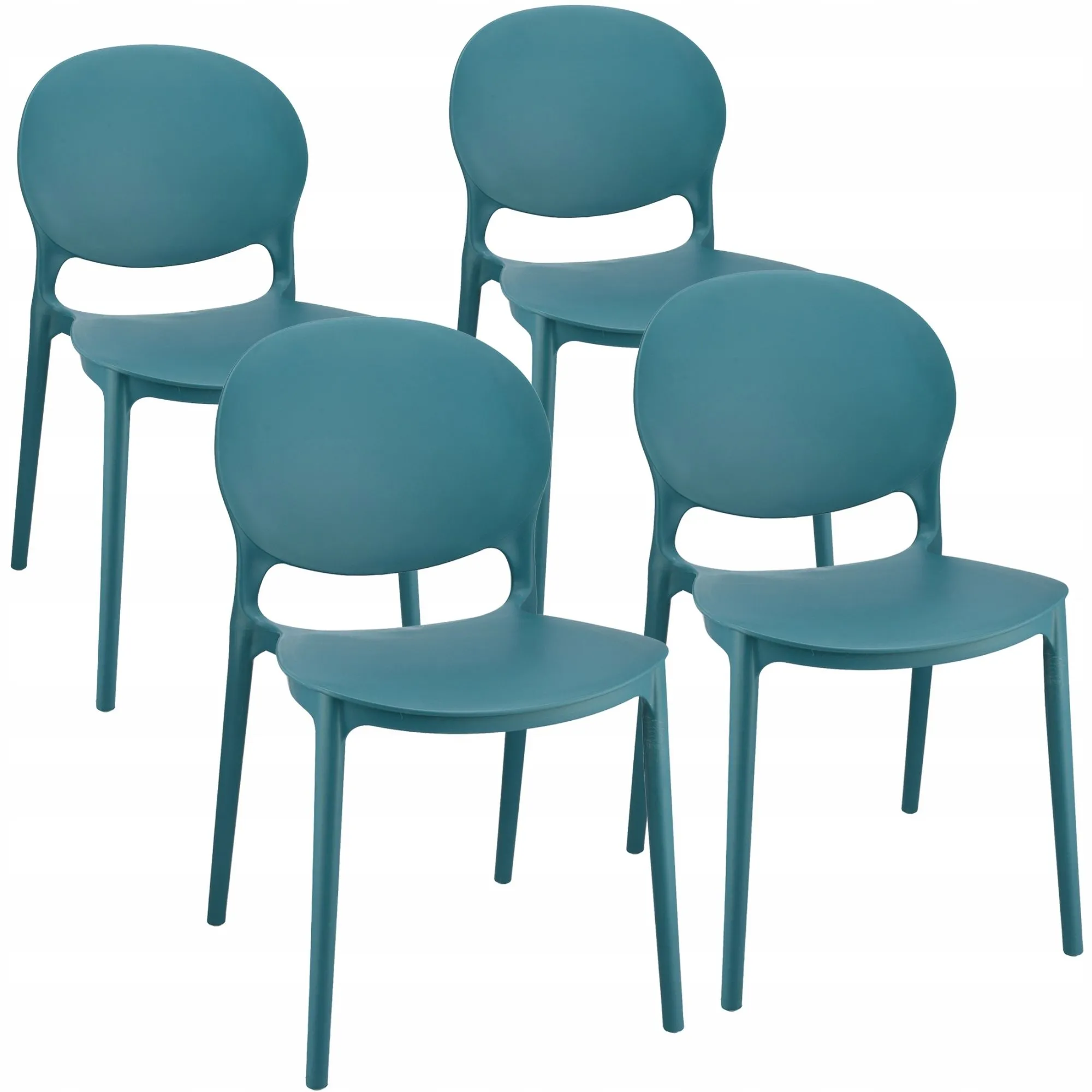 Zestaw 4 krzeseł na taras, krzesło ogrodowe, Justin, 45x56x80 cm, morski