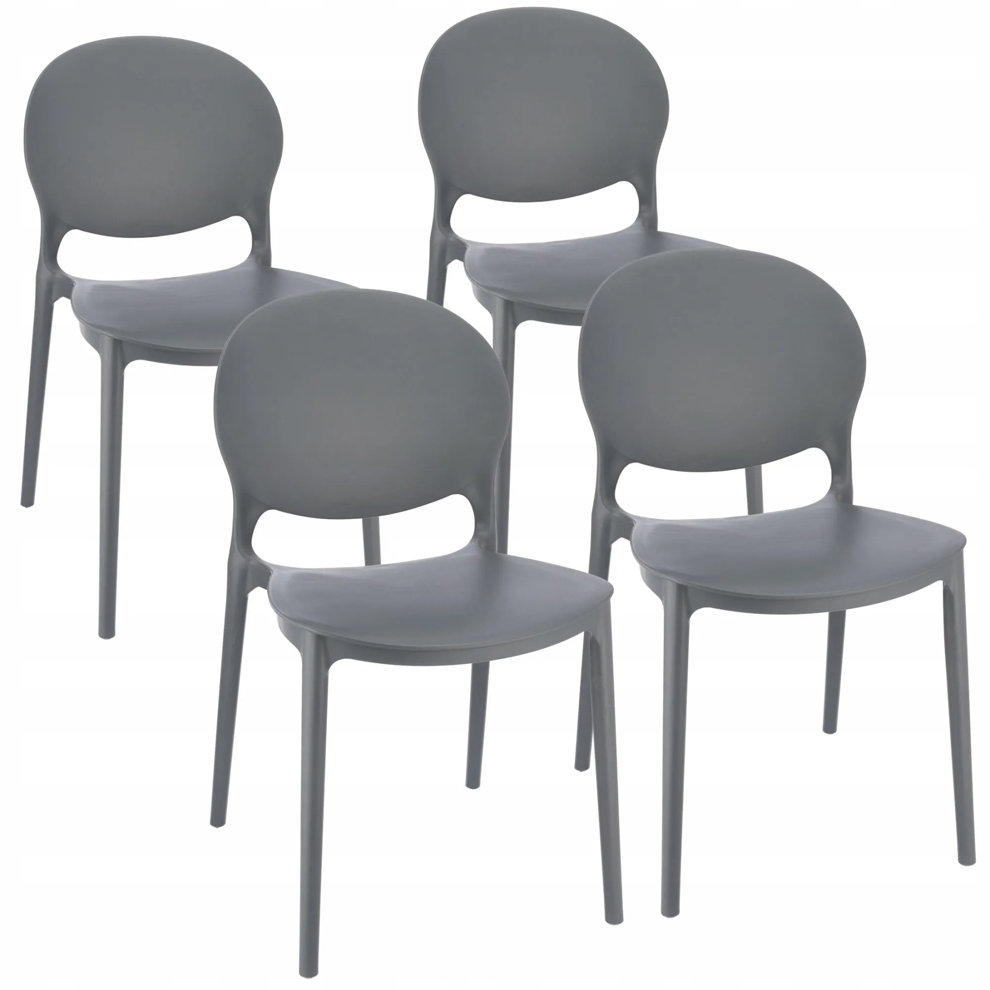 Zestaw 4 krzeseł na taras, krzesło ogrodowe, Justin, 45x56x80 cm, szare