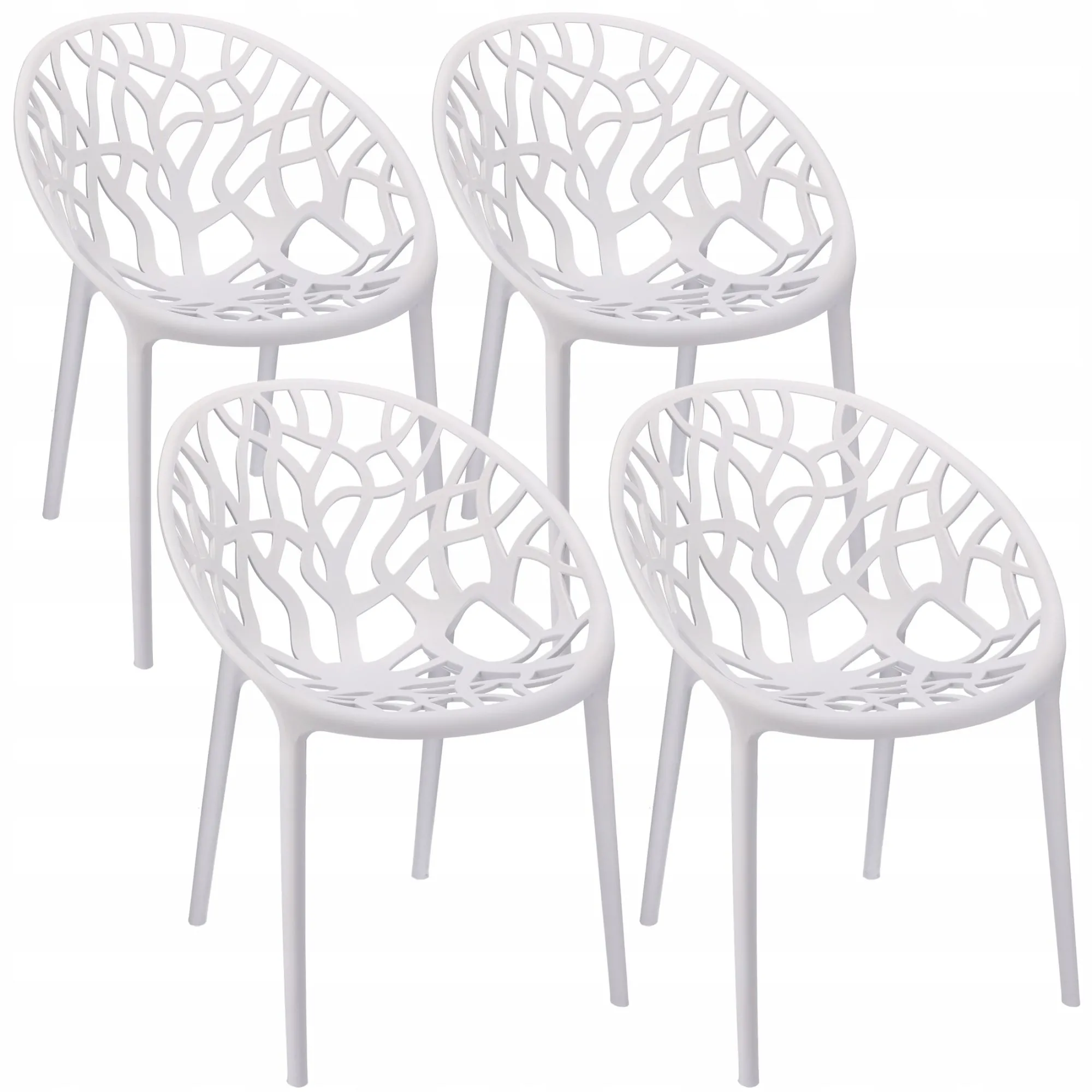 Krzesła ogrodowe, Albero, zestaw 4 sztuk, 58x56x80 cm, białe