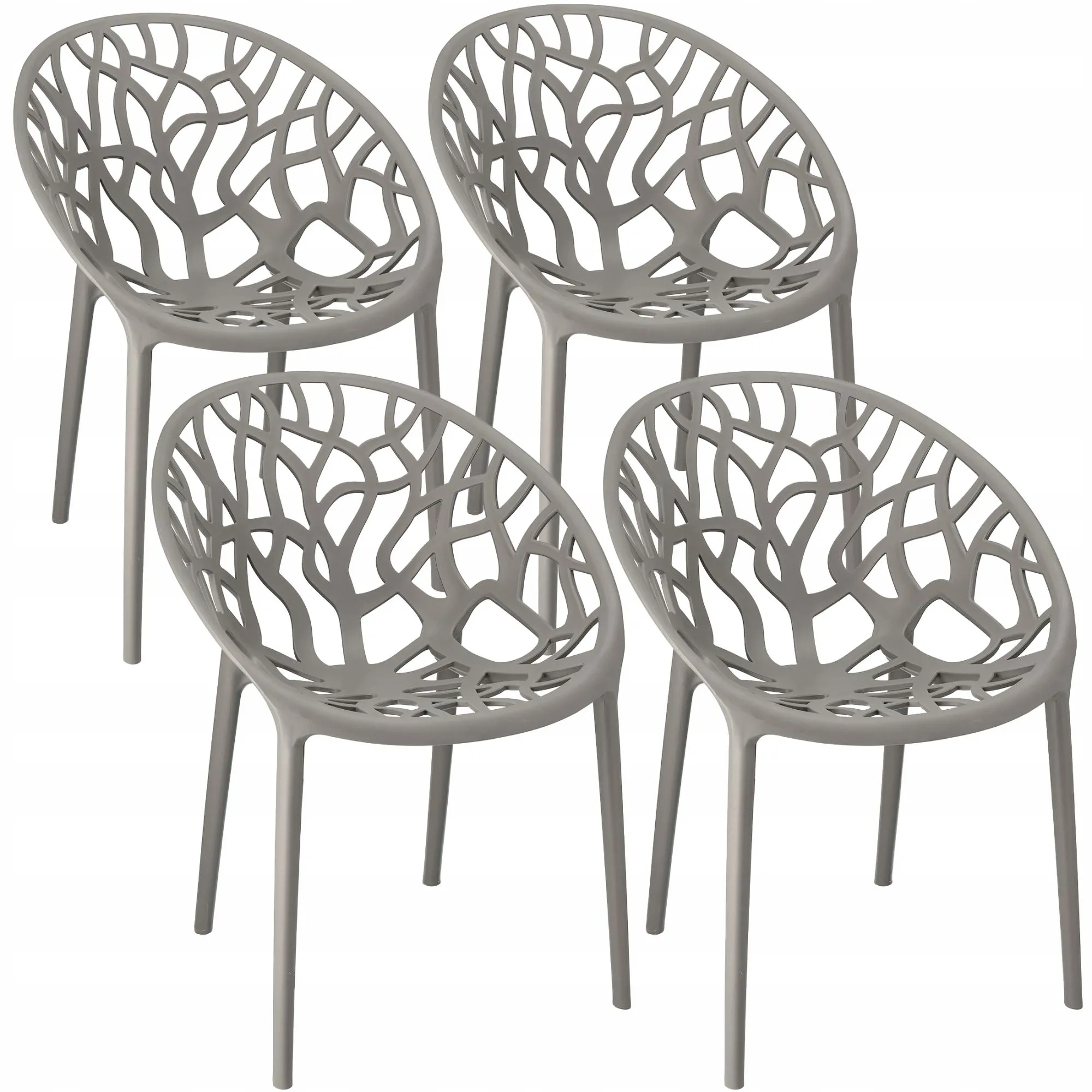 Krzesła ogrodowe, Albero, zestaw 4 sztuk, 58x56x80 cm, szare