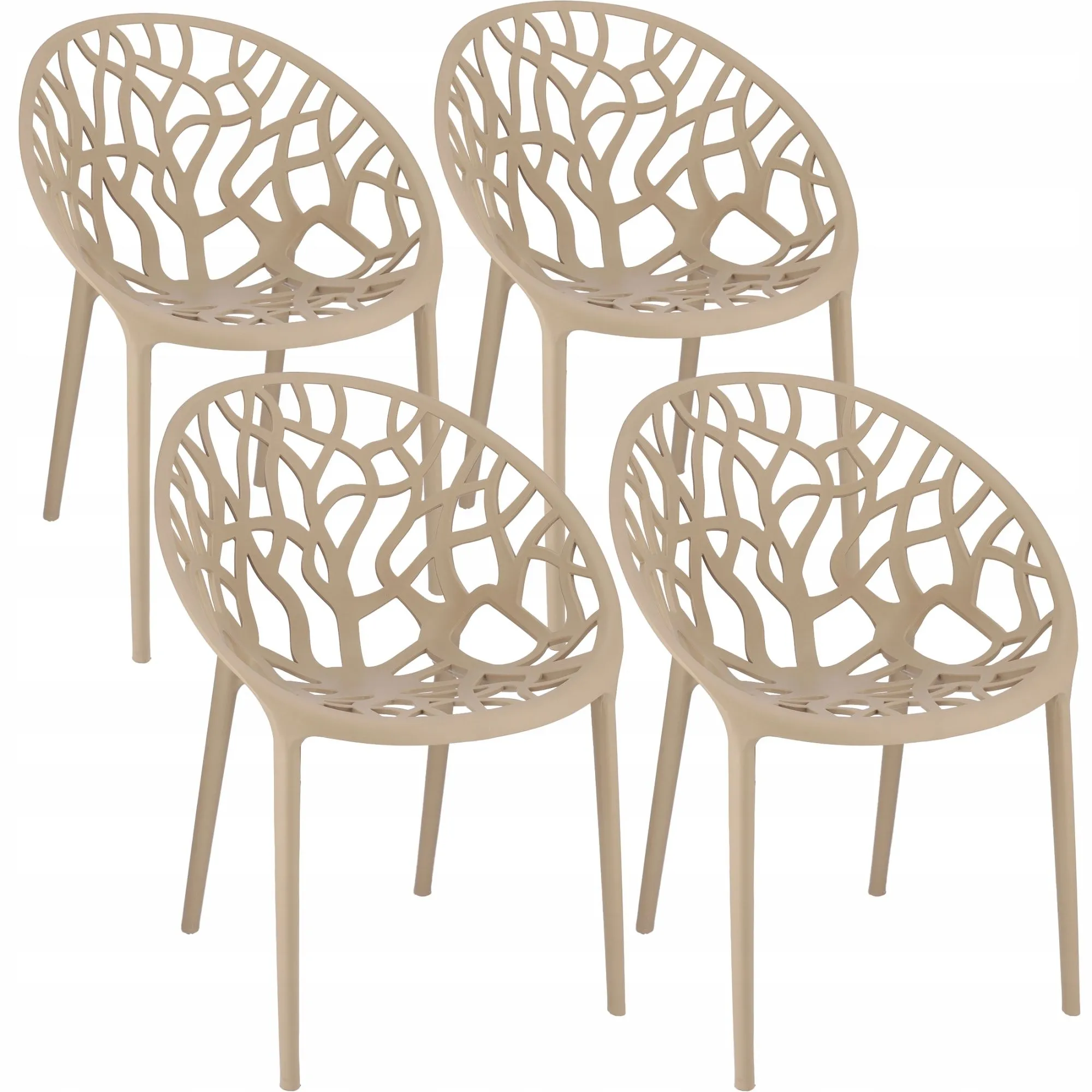 Krzesła ogrodowe, Albero, zestaw 4 sztuk, 58x56x80 cm, beżowe