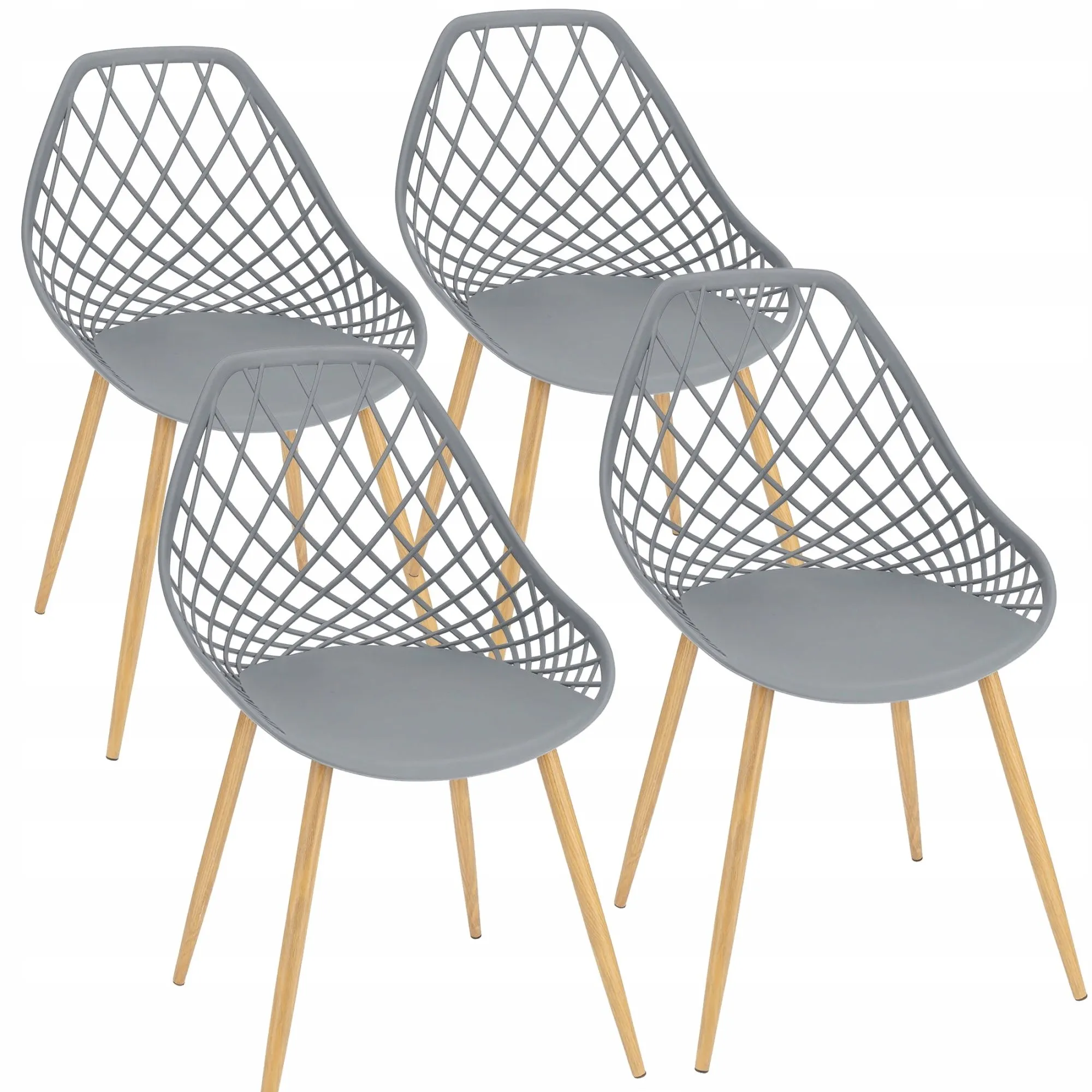Zestaw 4 sztuk, krzesło ogrodowe, ARANDA, boho, 48x55x81 cm, szare