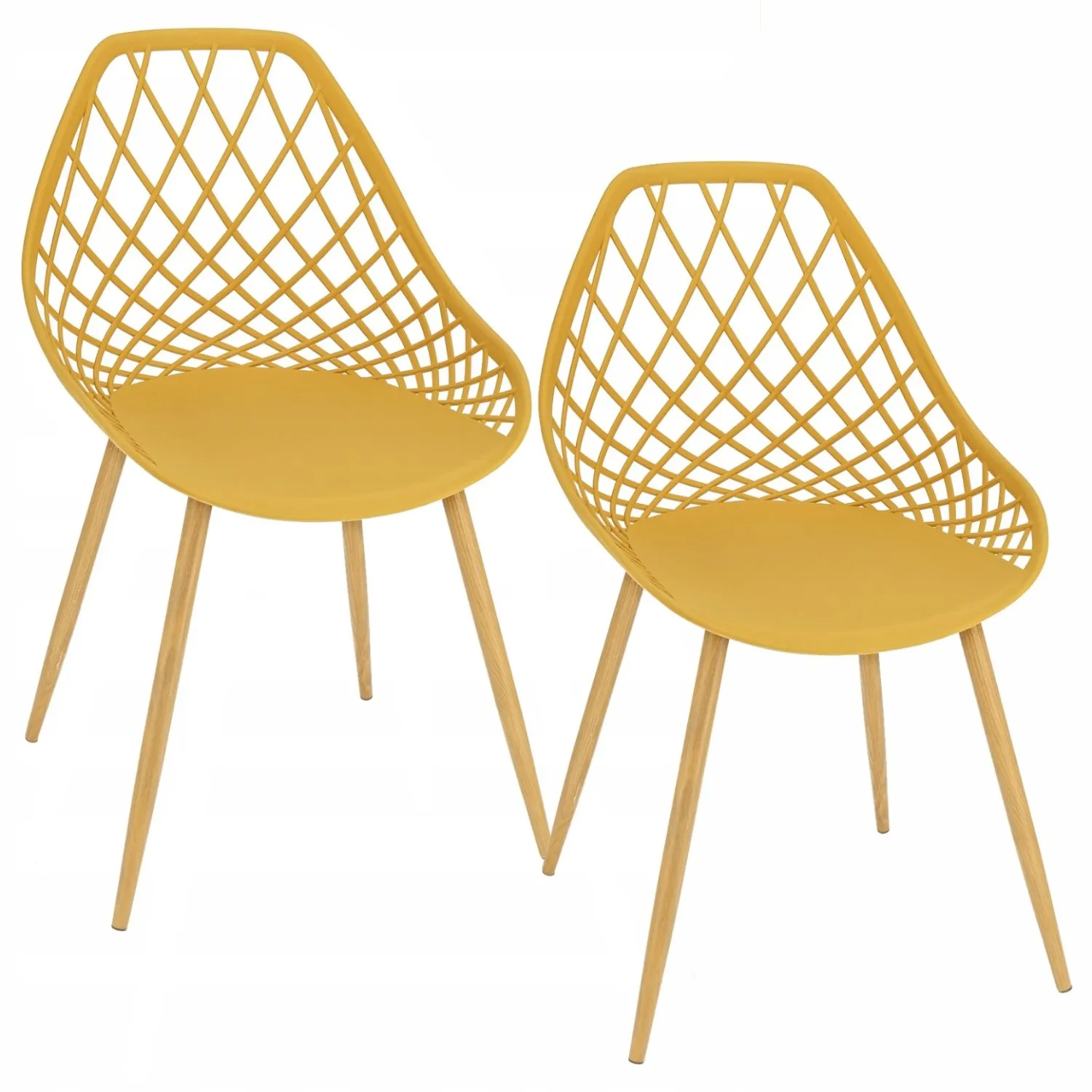 Krzesło ogrodowe, 2 sztuki, ARANDA, boho, 48x55x81 cm, musztardowe