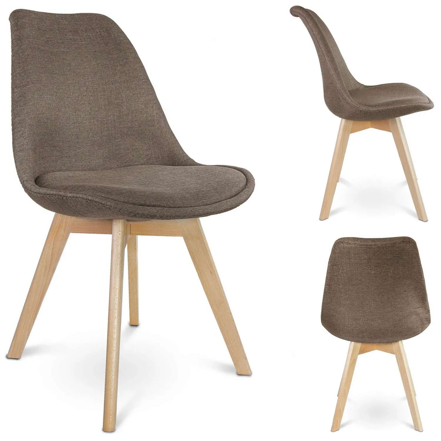 Krzesło do jadalni, skandynawskie, kolekcja ALTA, 49x55x82 cm, brązowe