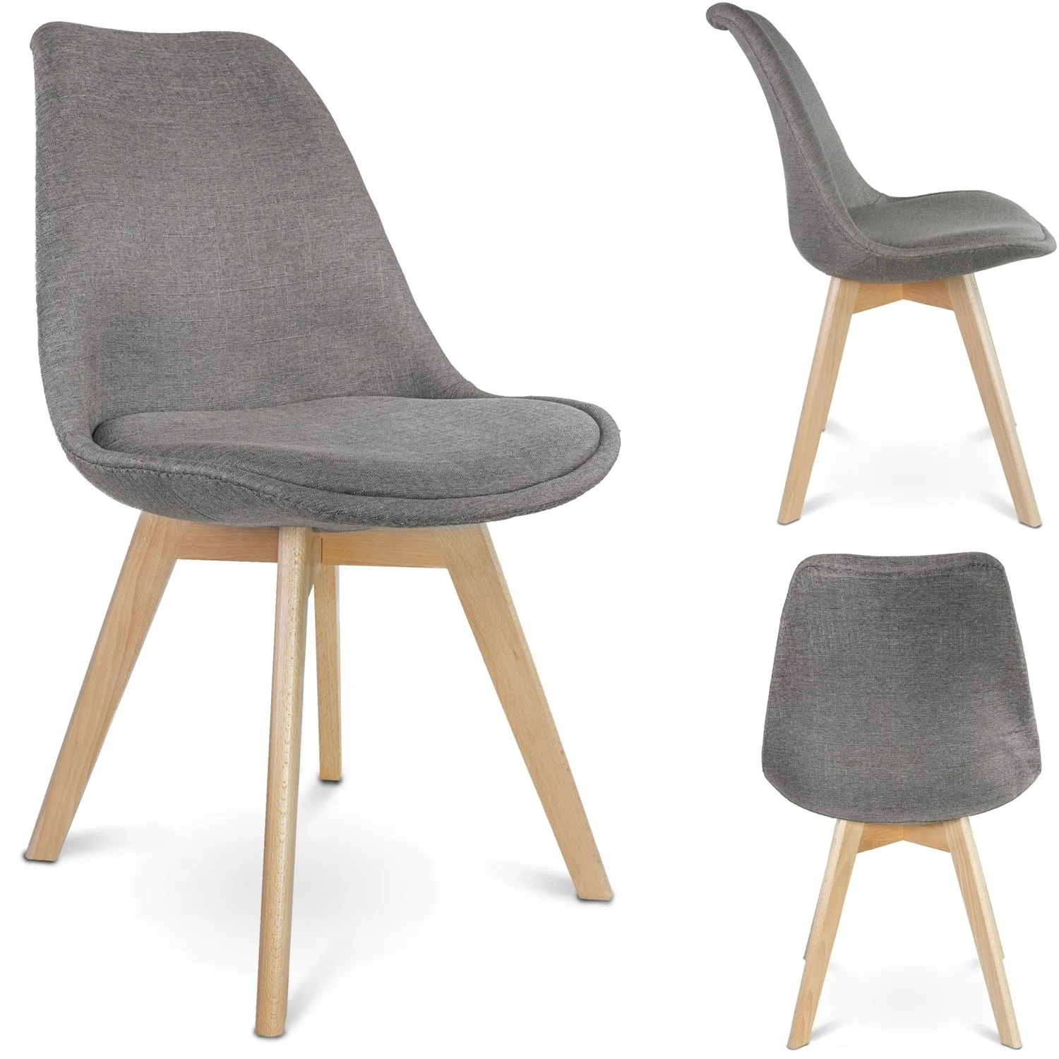 Krzesło do jadalni, skandynawskie, kolekcja ALTA, 49x55x82 cm, szare