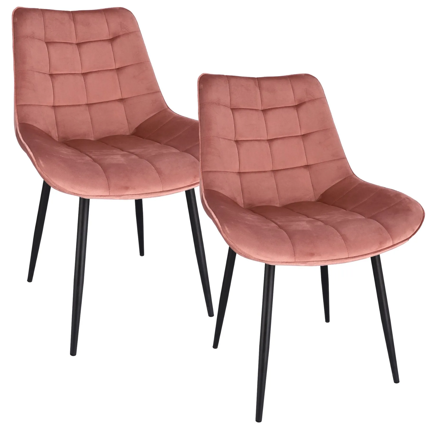 Krzesła do kuchni, 2 sztuki, pikowane, 53x63x83 cm, różowe