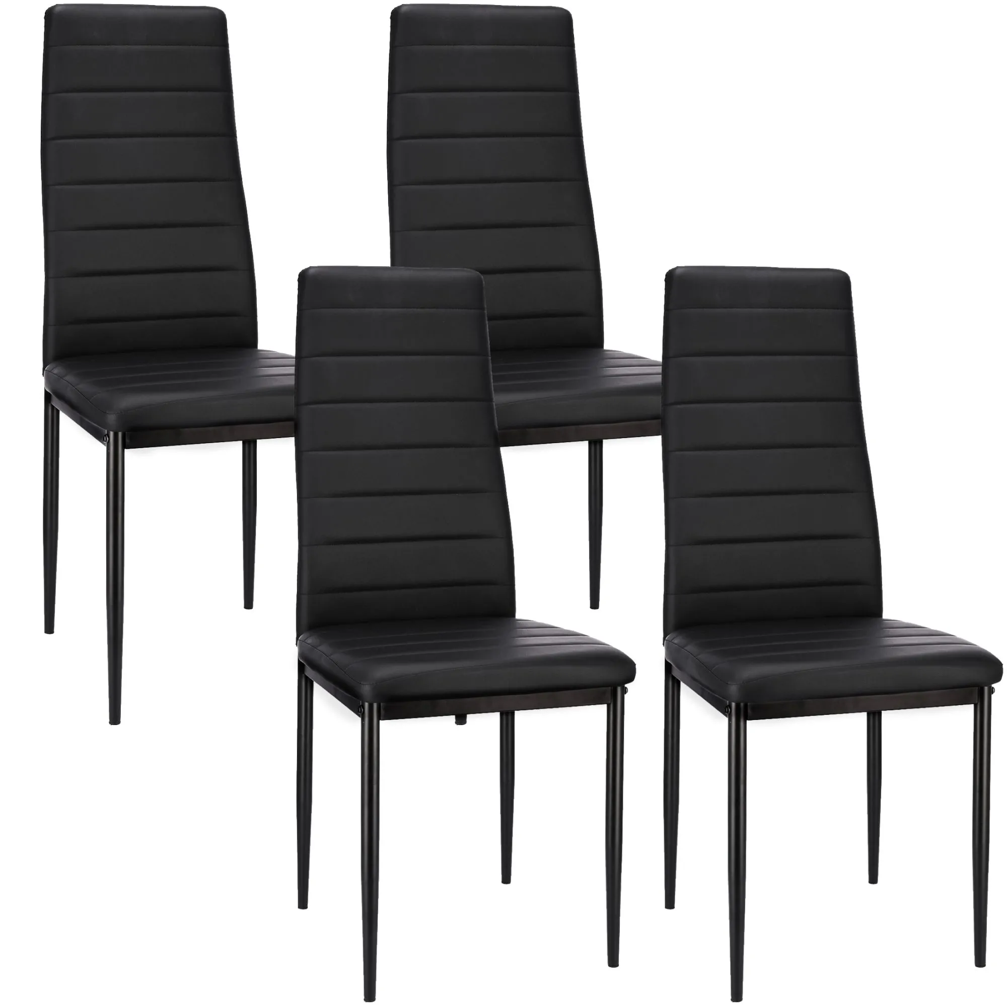 Zestaw 4 krzeseł do salonu, jadalni, ekoskóra, VERUM, 40x50x96 cm, czarne