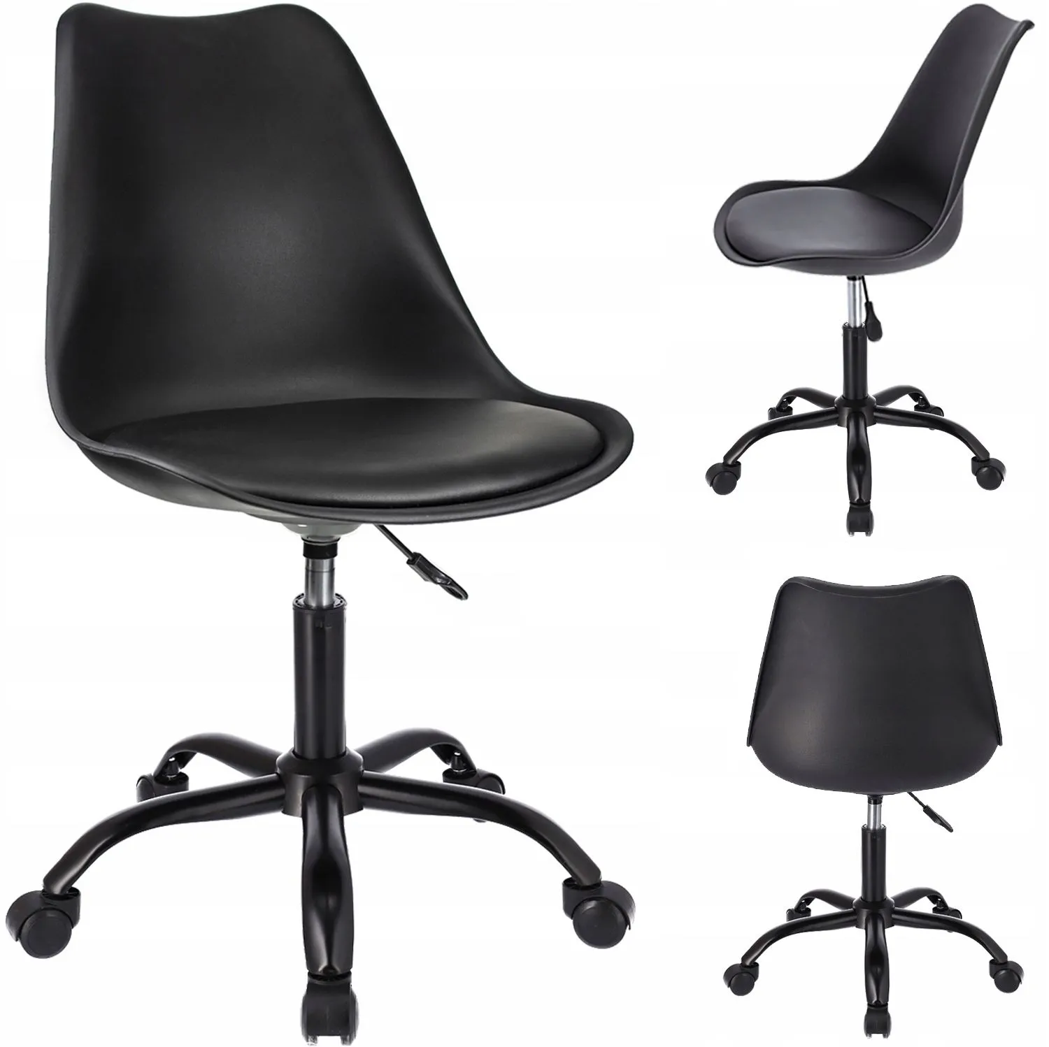 Krzesło obrotowe, IGER, siedzisko ekoskóra, czarna podstawa