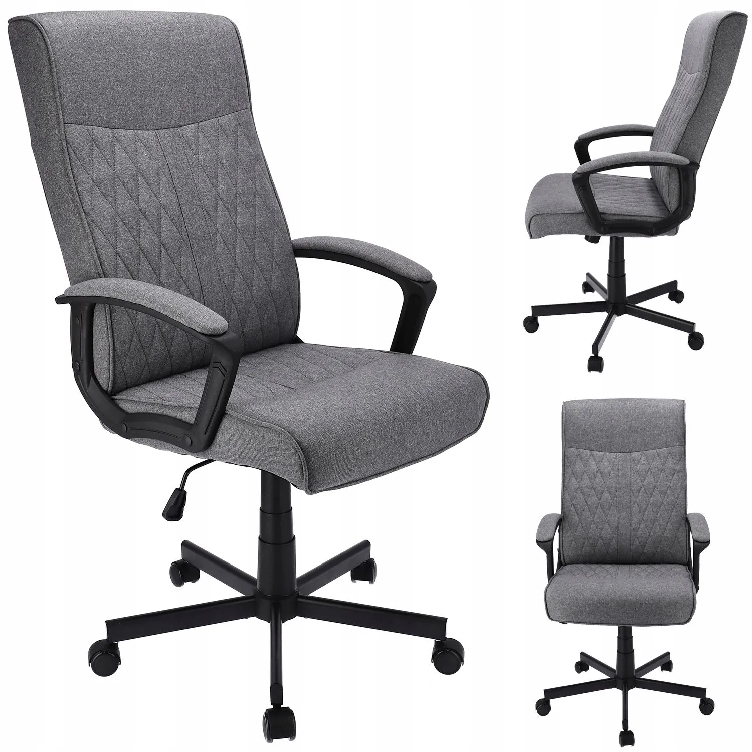 Fotel biurowy, obrotowy z podłokietnikami, Comfort, szary