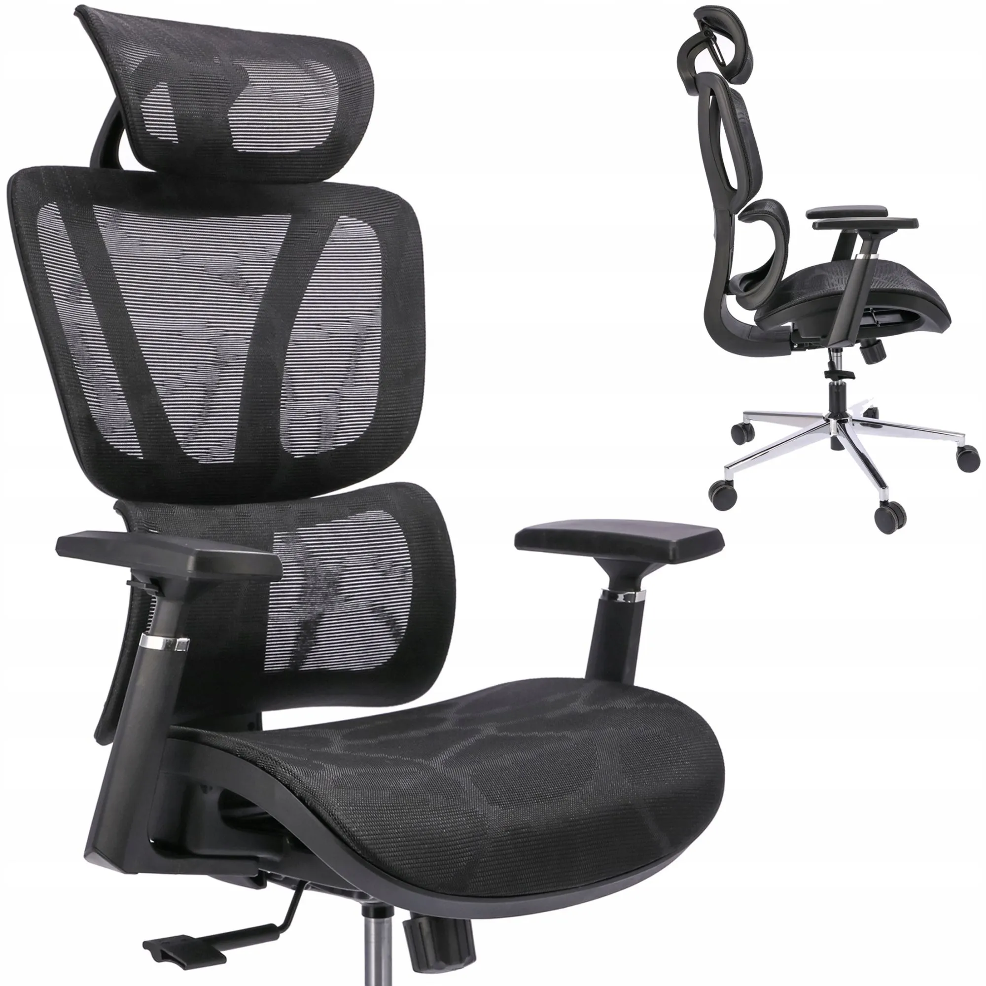 Fotel ergonomiczny, Noeva, gabinetowy, czarny