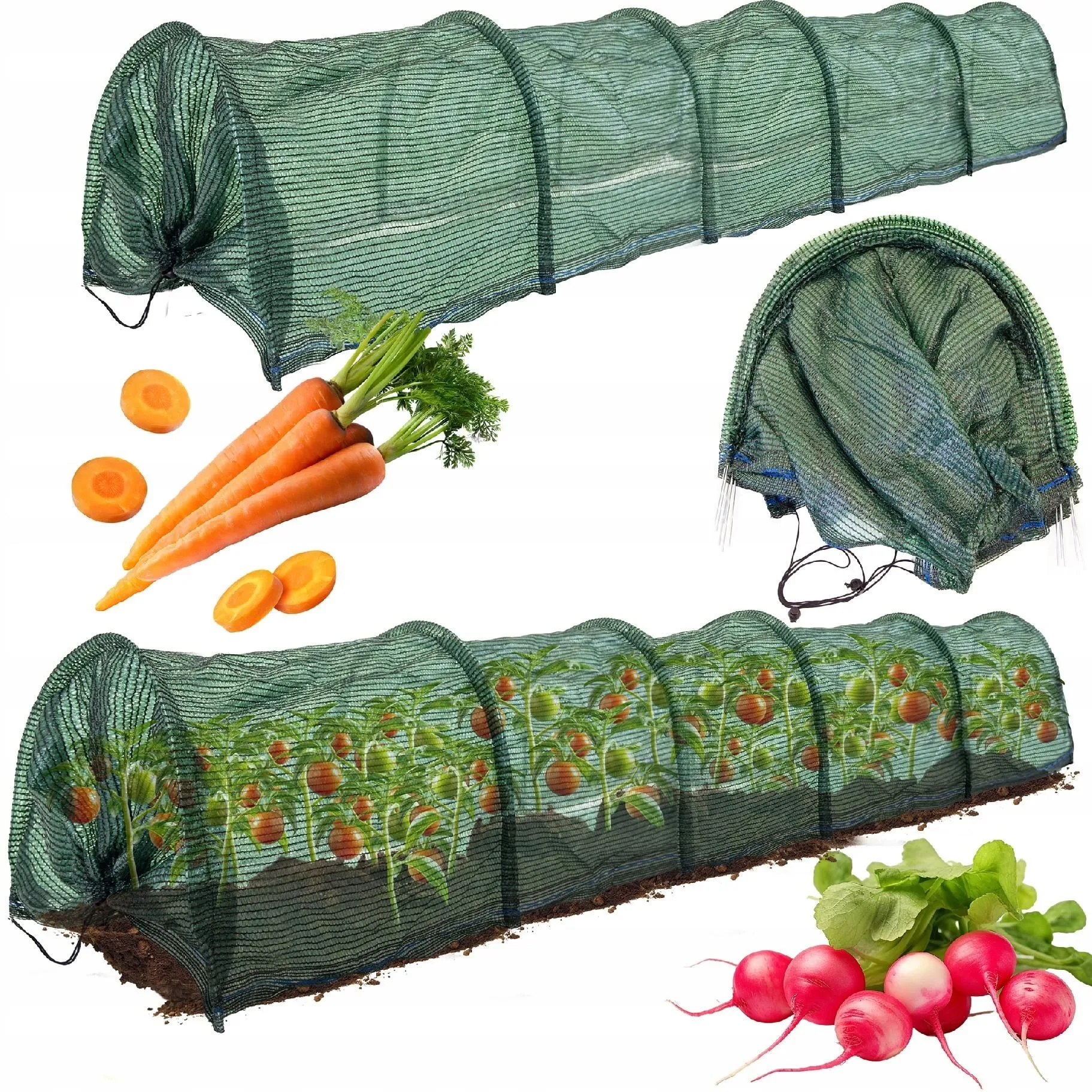 Tunel ogrodowy, uprawa roślin, rozsadnik, 300x30x45 cm, zielony