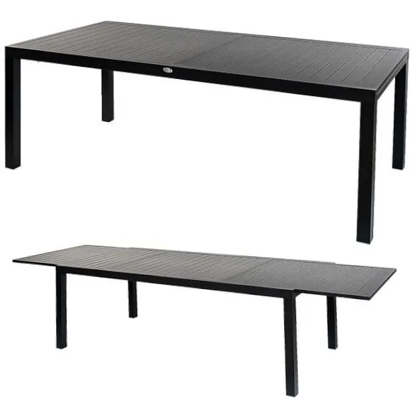 Stół ogrodowy, składany, duży, czarny, 160-240x90x75 cm