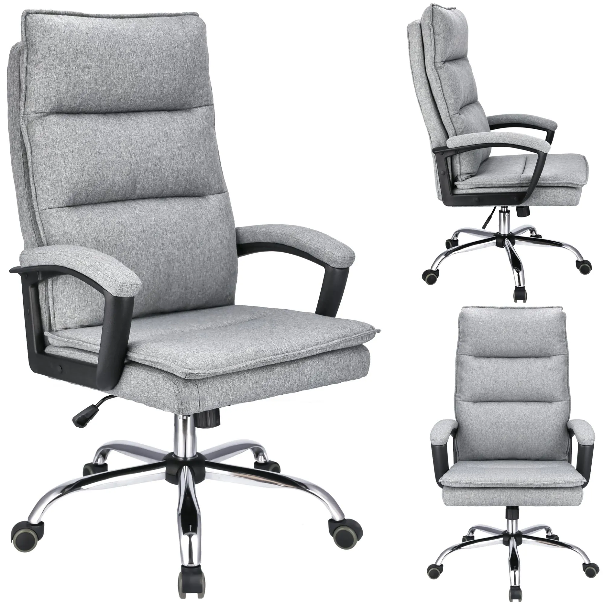 Fotel biurowy, obrotowy, Espo, tkanina, jasny szary