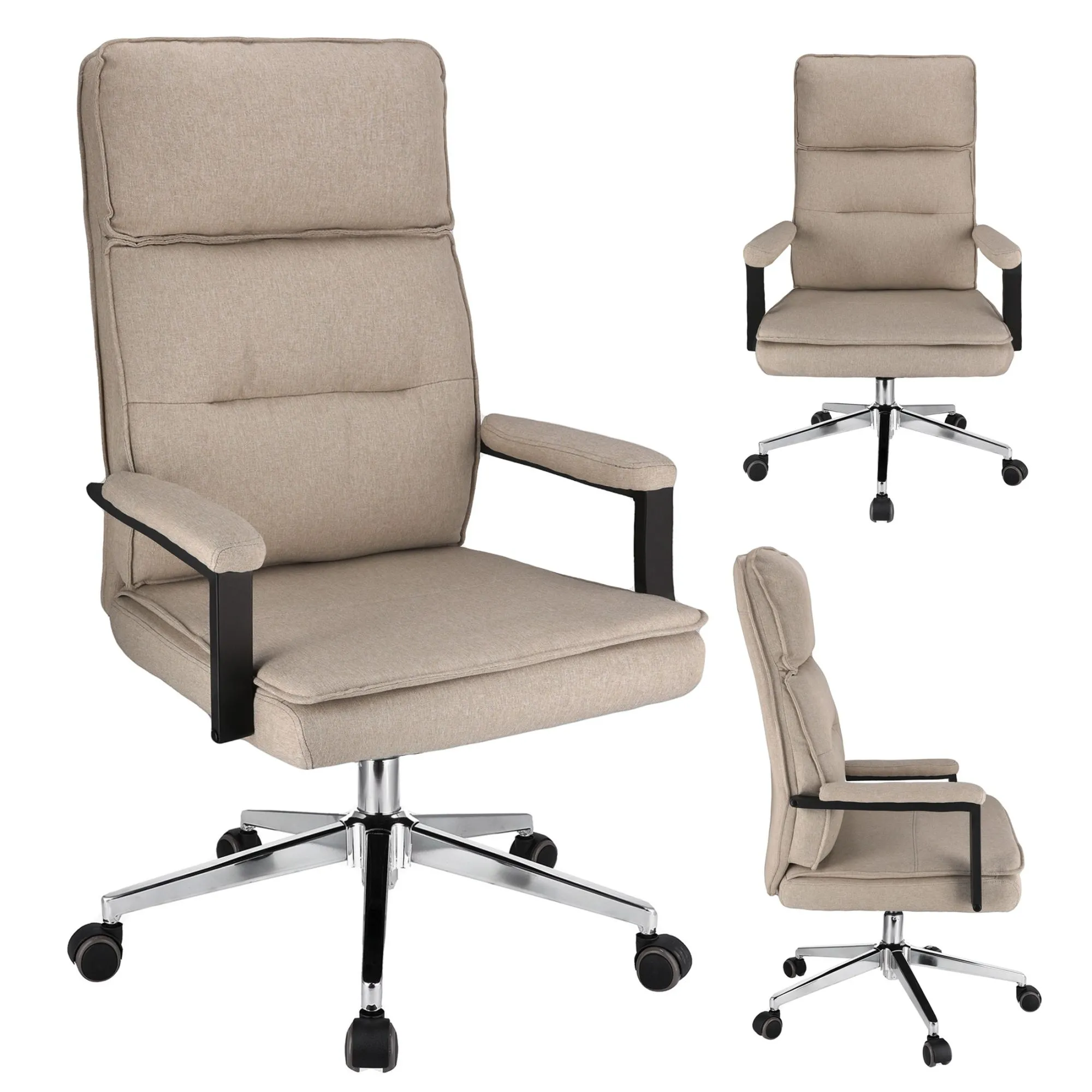 Fotel biurowy, podłokietniki, Sego, tkanina, beżowy